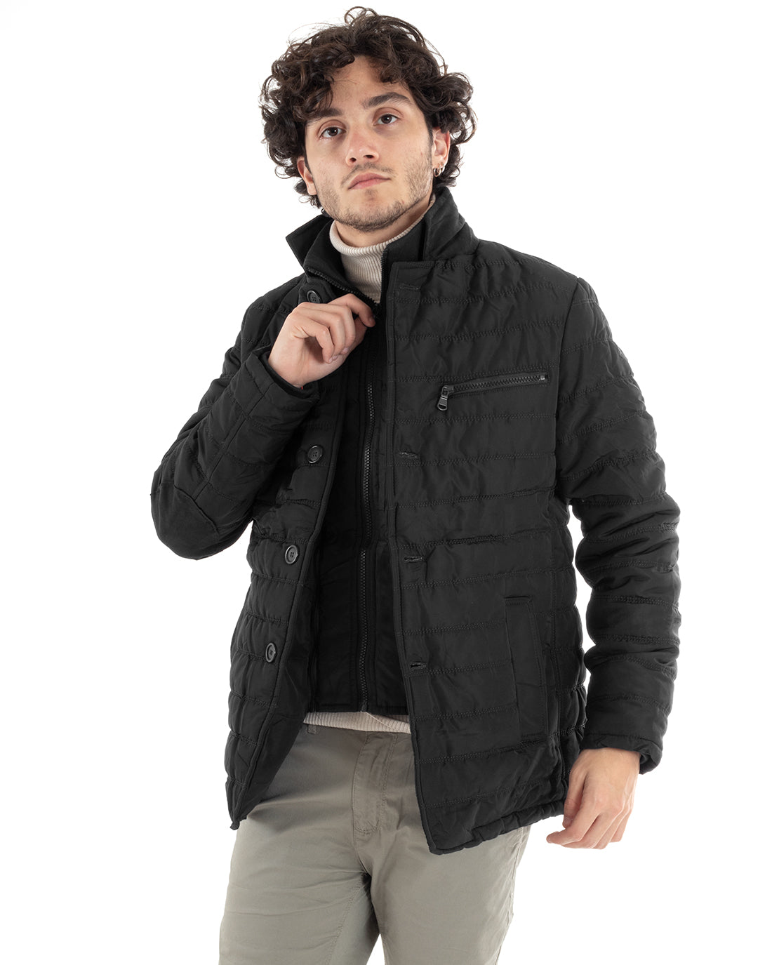 Men's Jacket Classic Casual Solid Color Black Casual Jacket GIOSAL-G2997A