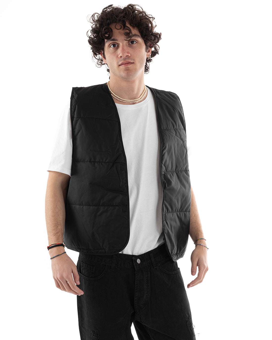 Men's Solid Color Black Vest Armholes Casual Jacket GIOSAL-G3038A