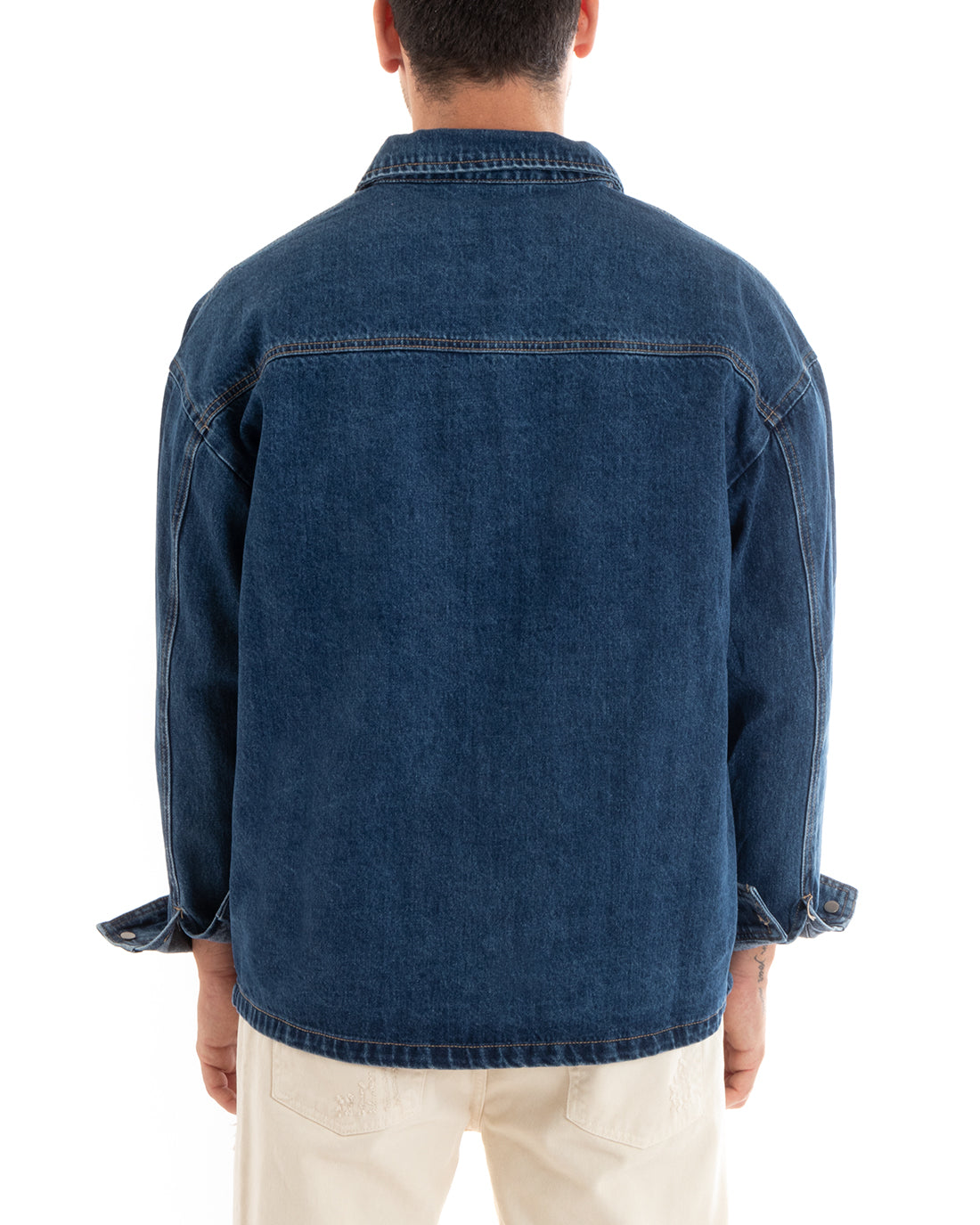 Men's Denim Jacket Long Sleeves Oversized Collar Denim GIOSAL-G3075A