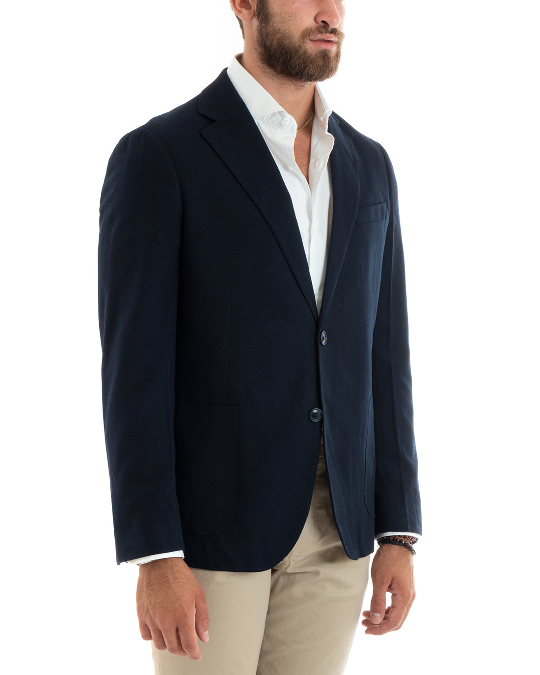 Men's Jacket Basic Blazer Single-breasted Classic Lapel Stitched Solid Color Casual Blue GIOSAL-G3085A
