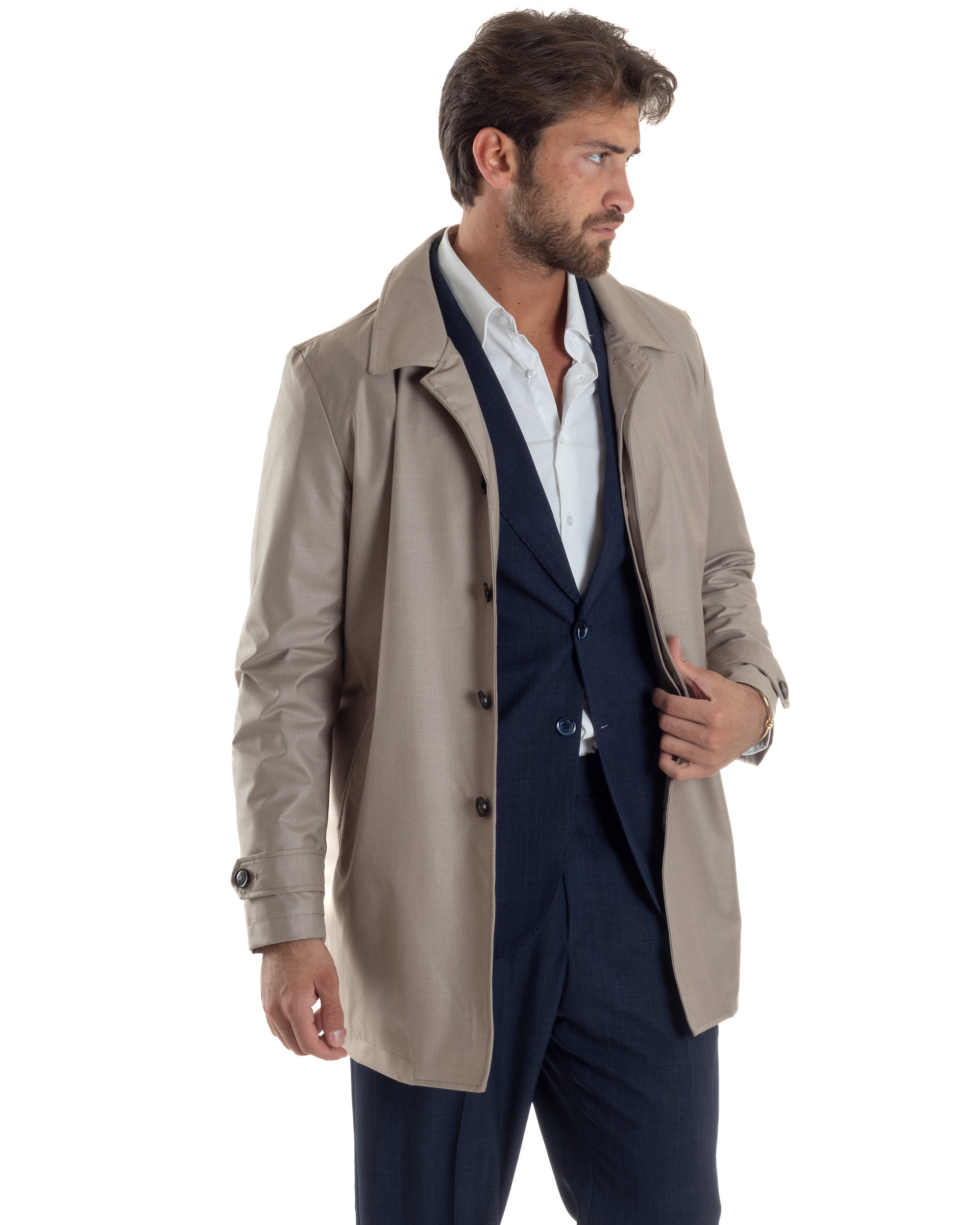 Trench Giubbino Uomo Elegante Giubbotto Uomo Trench Lungo