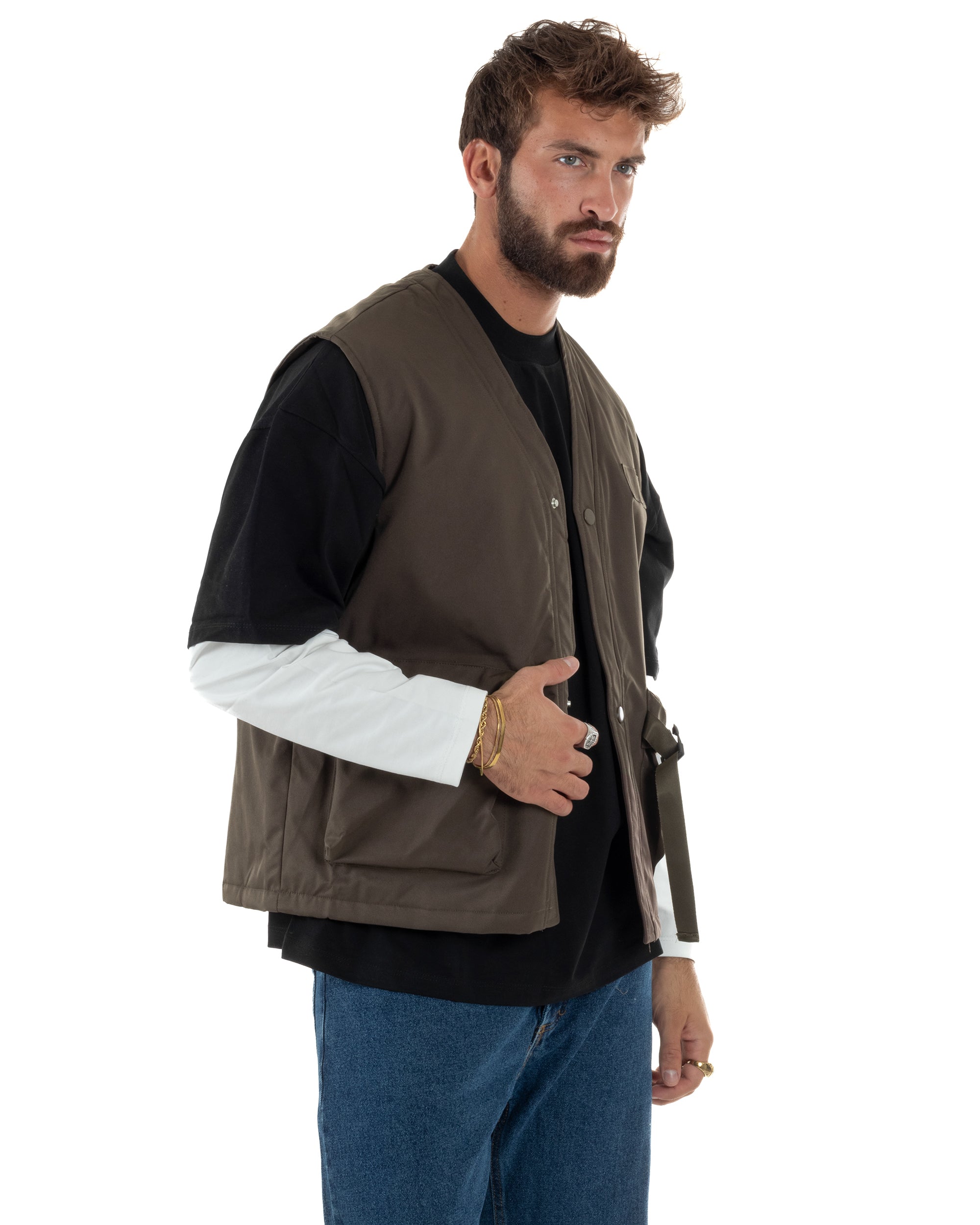 Gilet Casual Regular Fit Smanicato Streetwear G3323A
