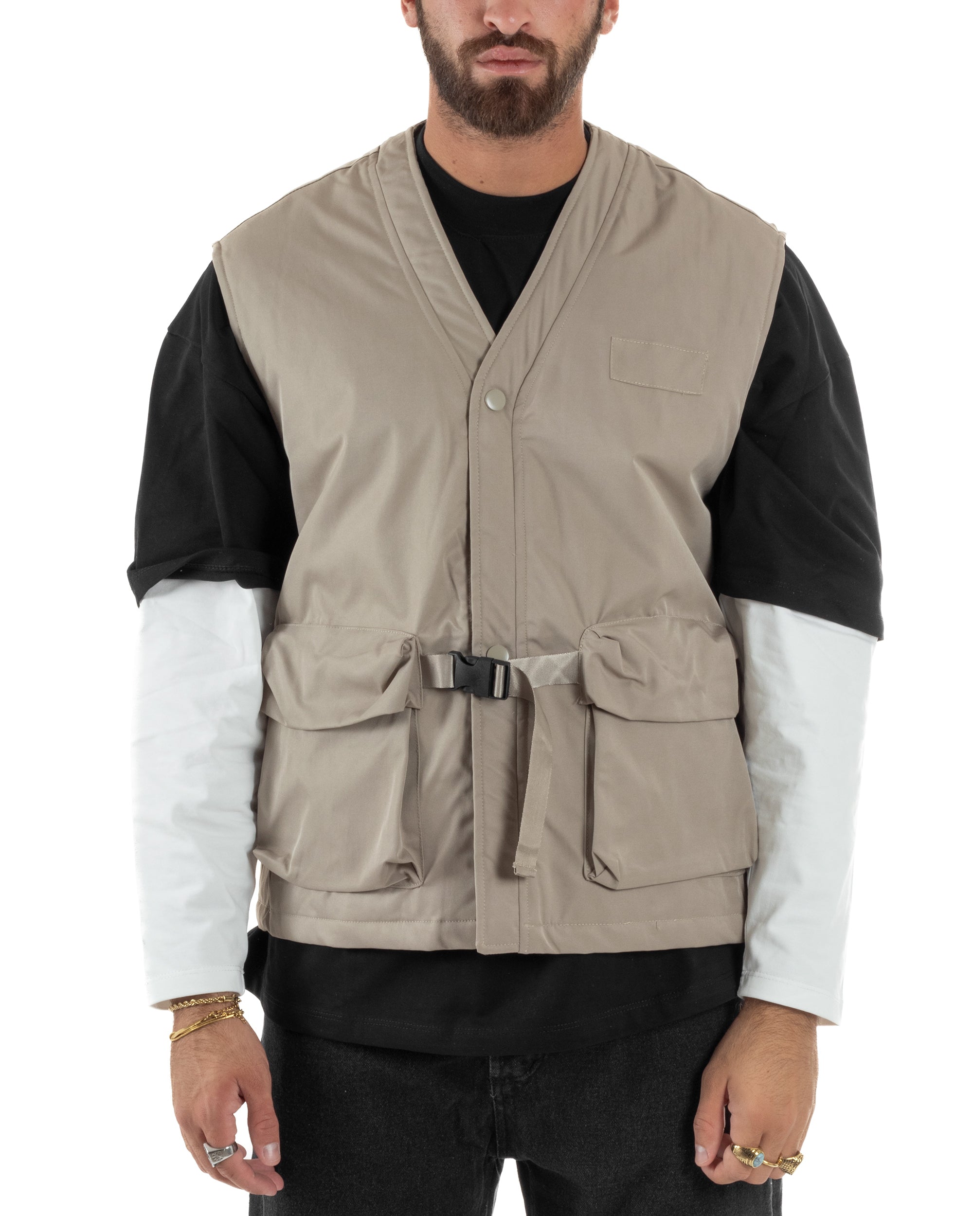 Gilet Casual Regular Fit Smanicato Streetwear G3324A