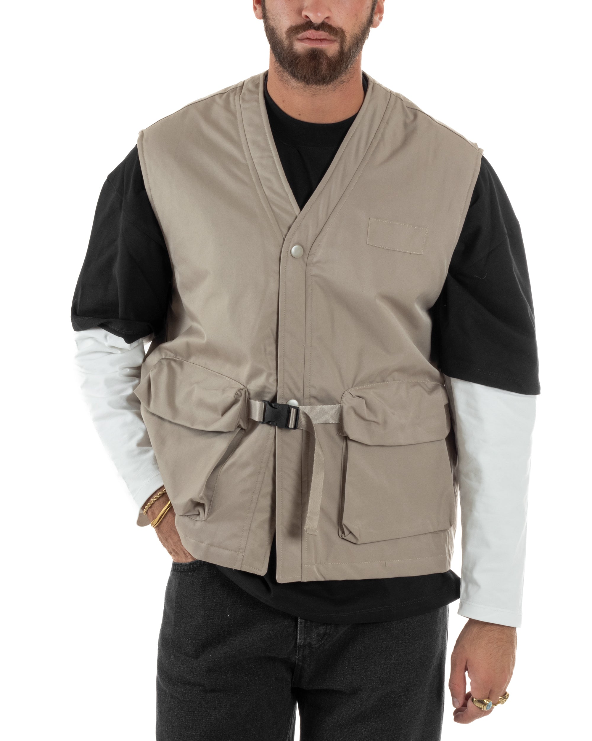 Gilet Casual Regular Fit Smanicato Streetwear G3324A