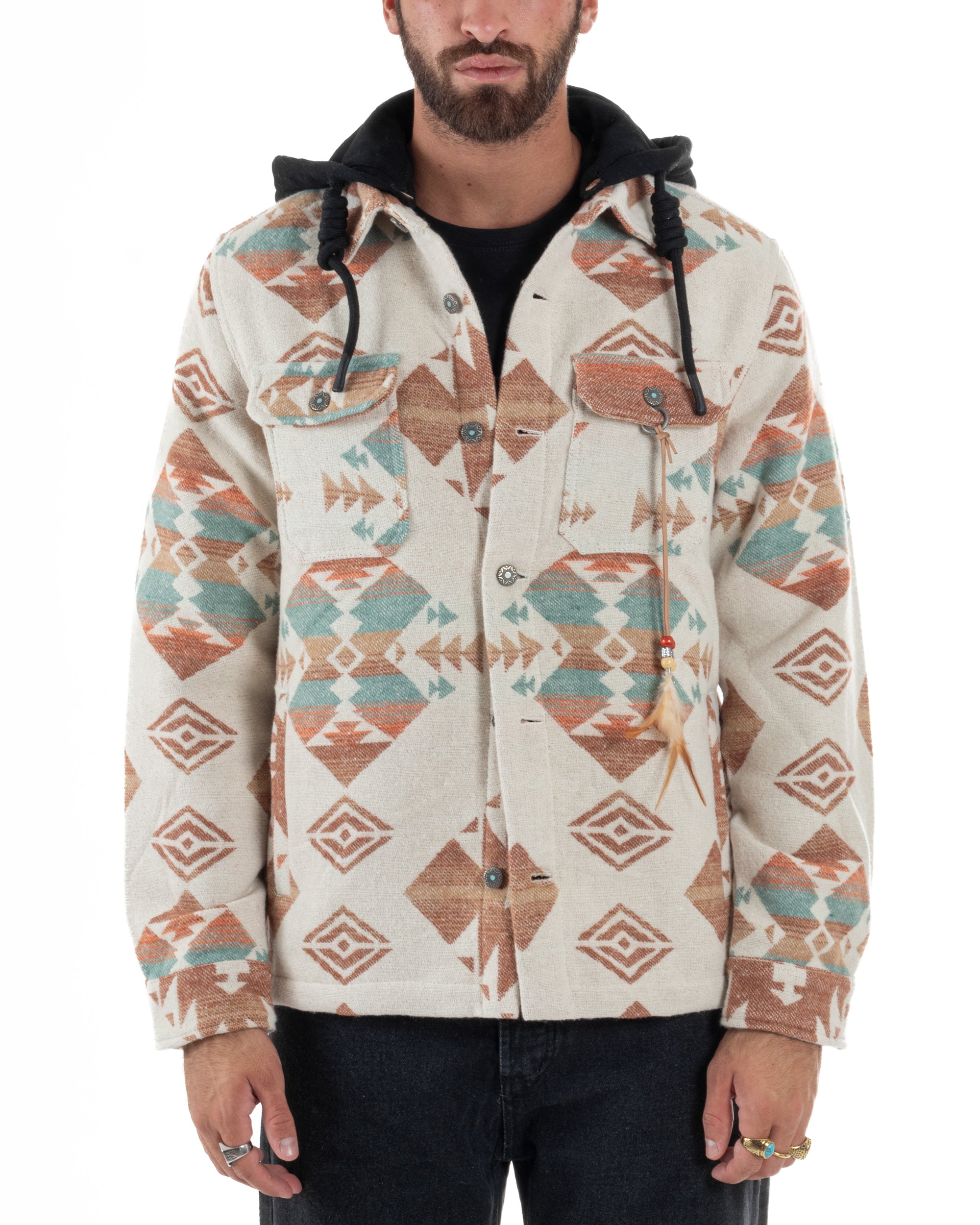 Giacca Camicia Con Cappuccio Overshirt Azteca BERNA M252276