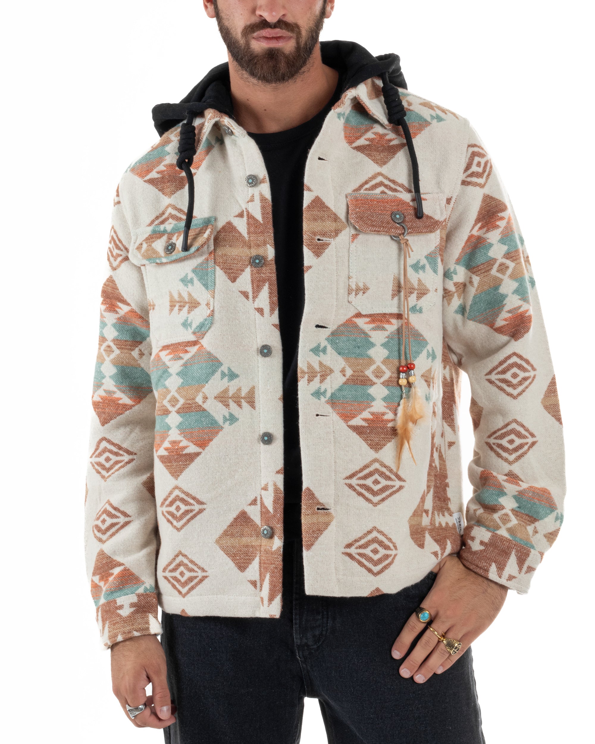 Giacca Camicia Con Cappuccio Overshirt Azteca BERNA M252276