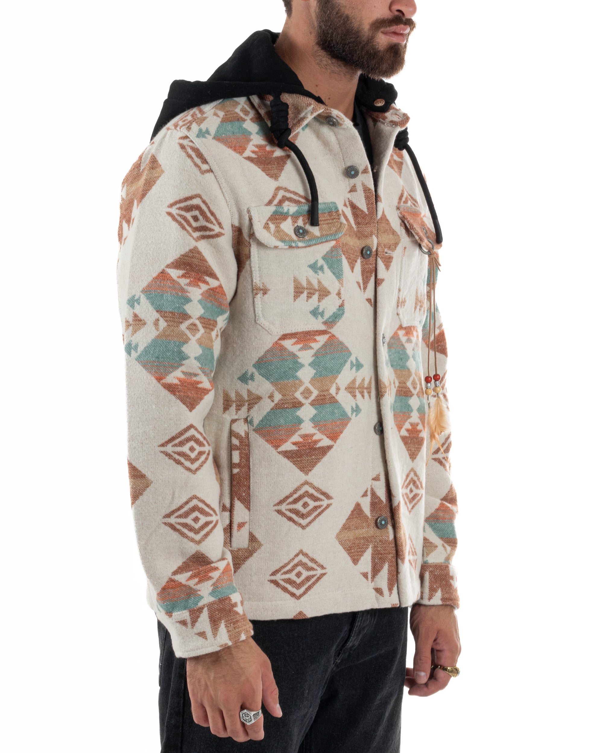 Giacca Camicia Con Cappuccio Overshirt Azteca BERNA M252276