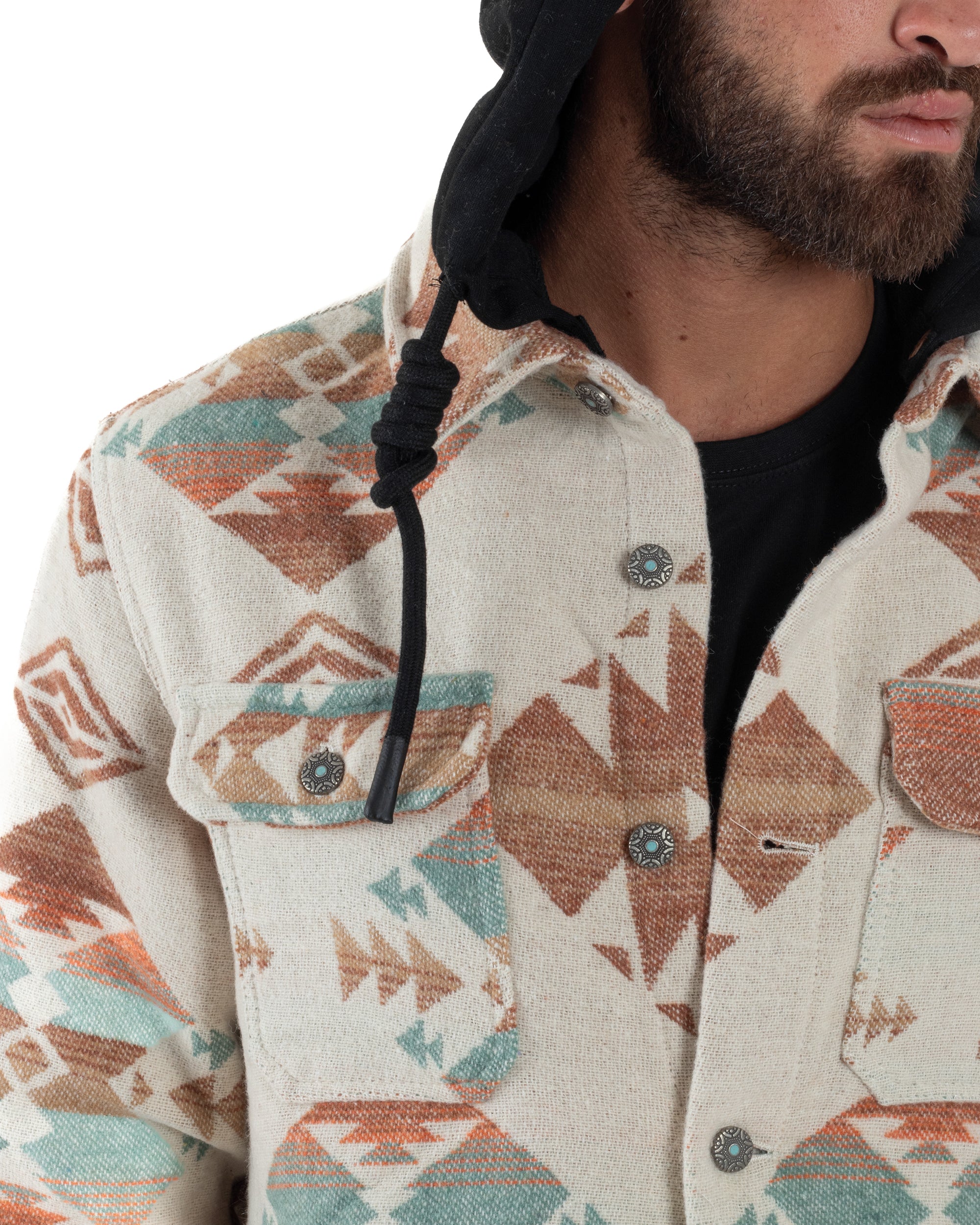 Giacca Camicia Con Cappuccio Overshirt Azteca BERNA M252276