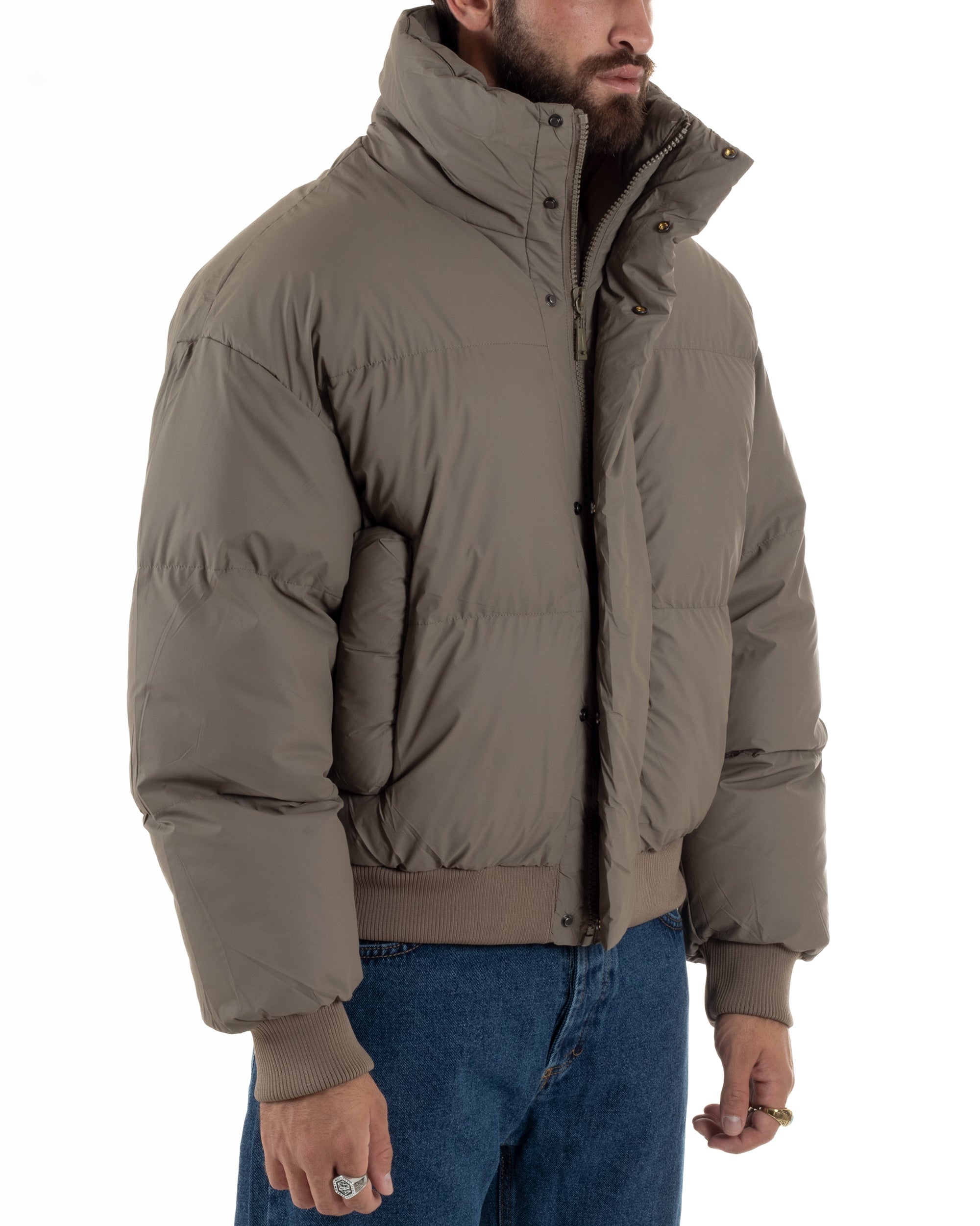 Giubbotto Oversize Piumino Bomber Full Zip Tessuto Opaco G3332A