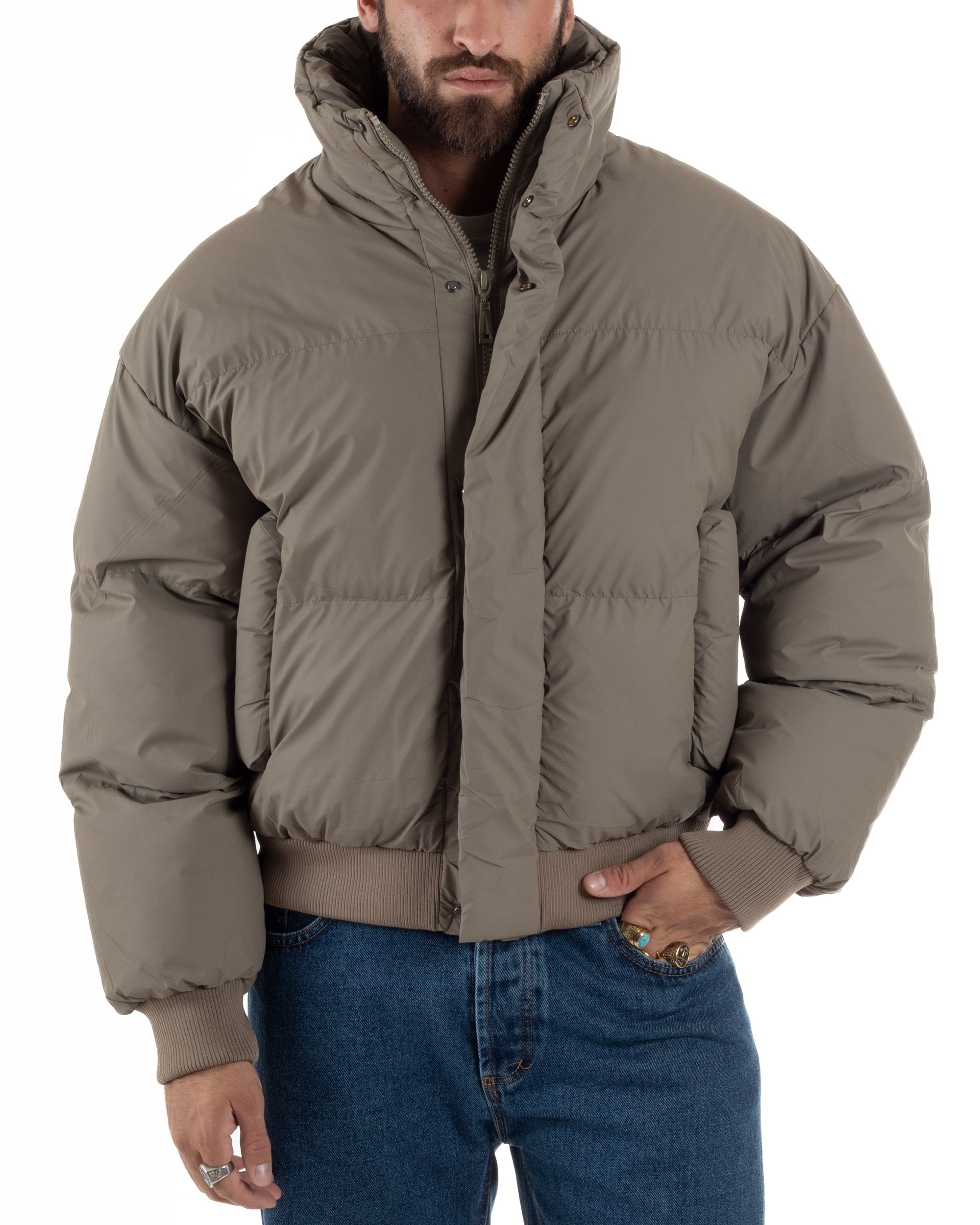 Giubbotto Oversize Piumino Bomber Full Zip Tessuto Opaco G3332A