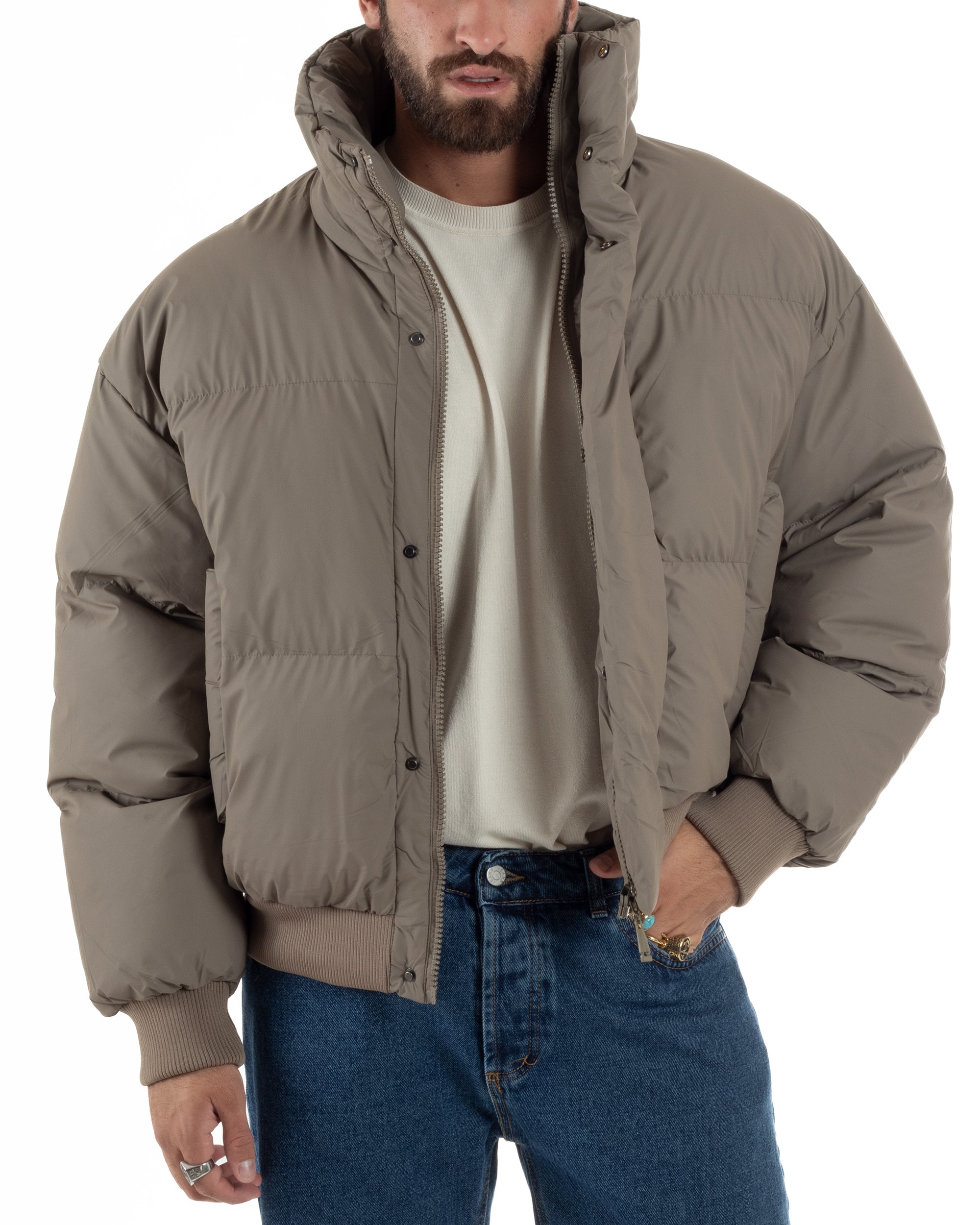 Giubbotto Oversize Piumino Bomber Full Zip Tessuto Opaco G3332A