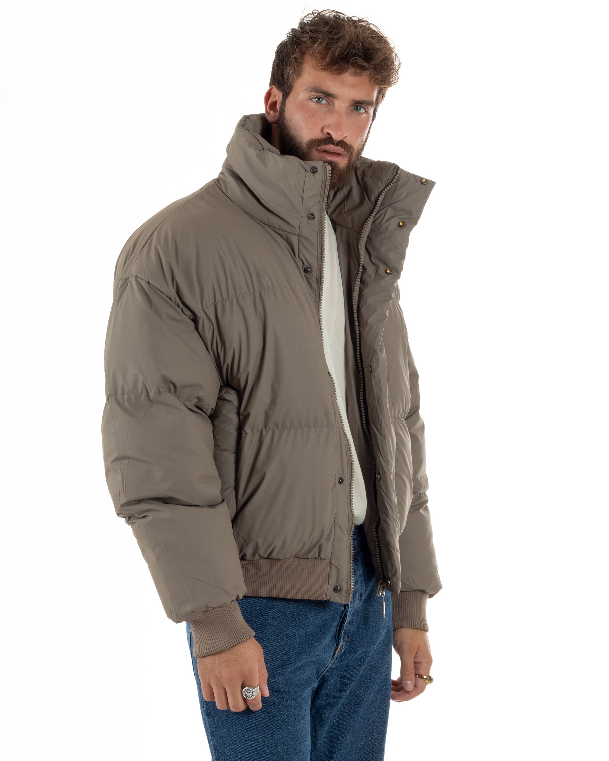Giubbotto Oversize Piumino Bomber Full Zip Tessuto Opaco G3332A