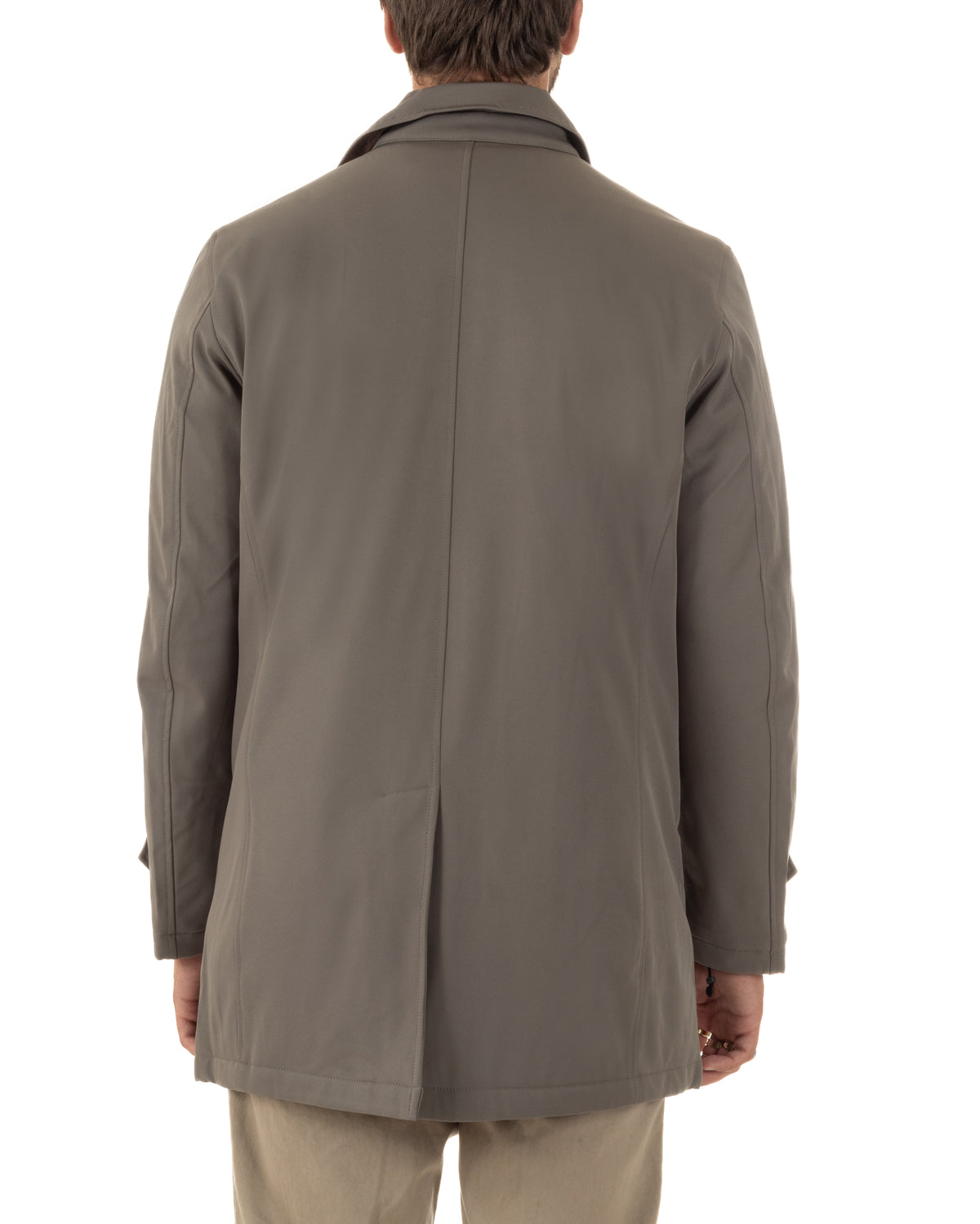Giubbotto Uomo Trench Impermeabile Tessuto Tecnico Imbottito Beige G3354A