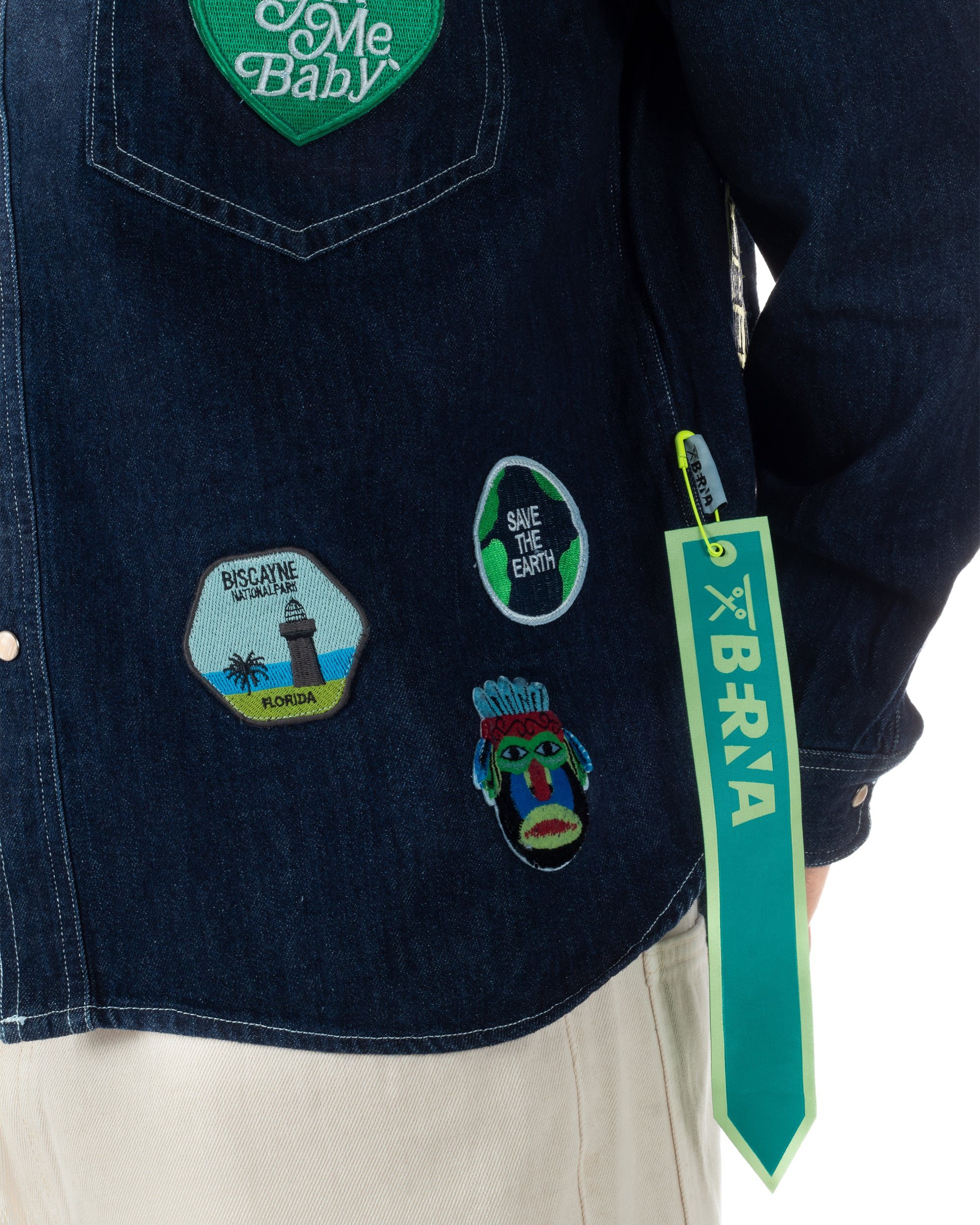 Overshirt jeans uomo giacca camicione patch denim scuro BERNA M-261228