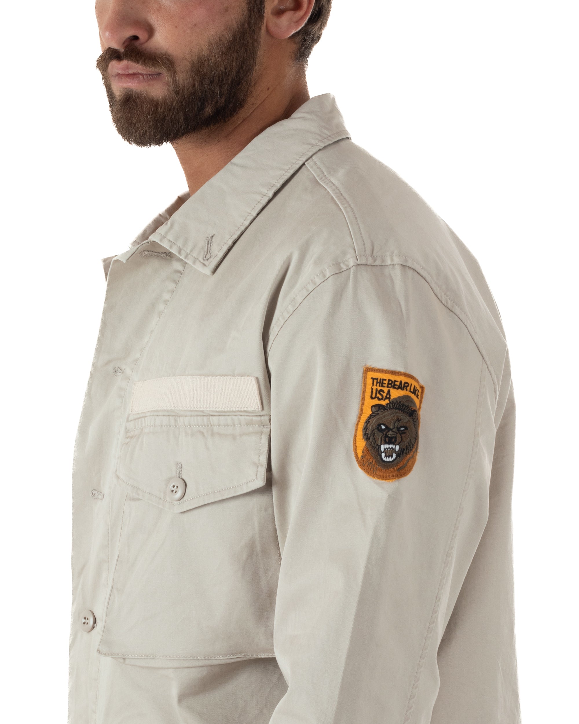 Giacca uomo sahariana giubbotto camicione tasconi beige GIOSAL-G3396A