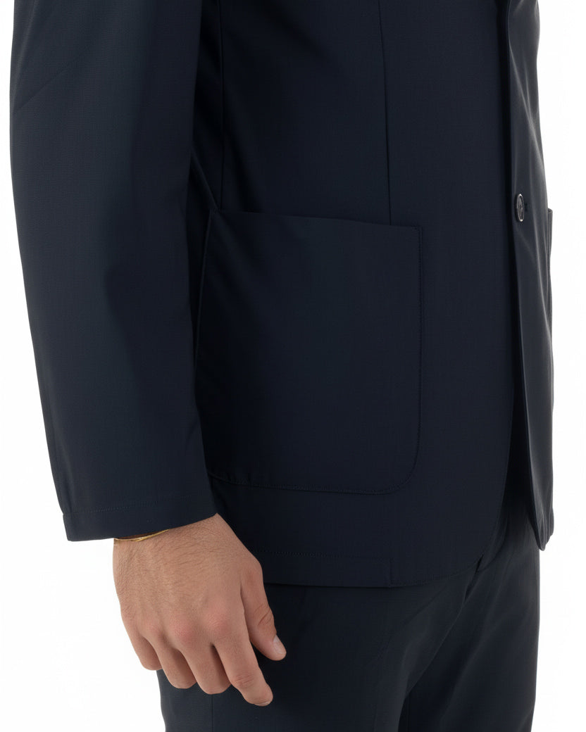 Giacca uomo monopetto no stiro impermeabile blu GIOSAL-BZ1010A