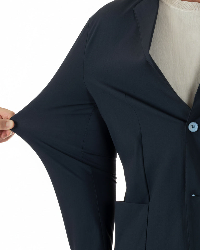 Giacca uomo monopetto no stiro impermeabile blu GIOSAL-BZ1010A