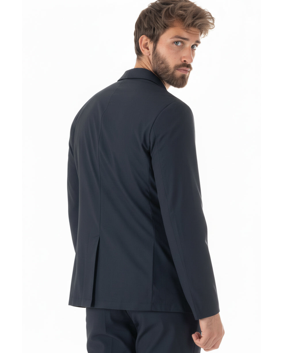 Giacca uomo monopetto no stiro impermeabile blu GIOSAL-BZ1010A