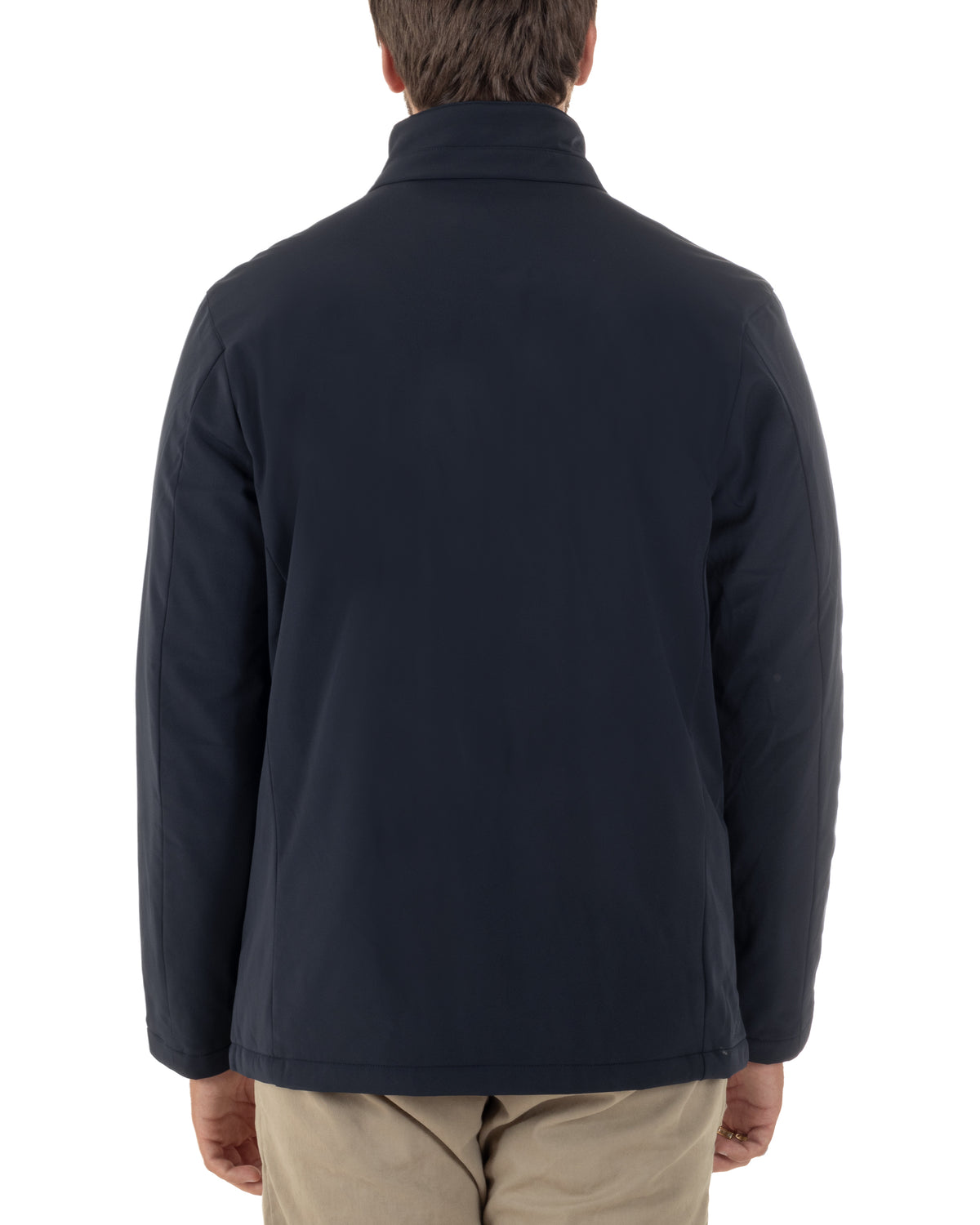 Giubbotto uomo giacca tessuto tecnico impermeabile zip collo alto blu GIOSAL-G3423A