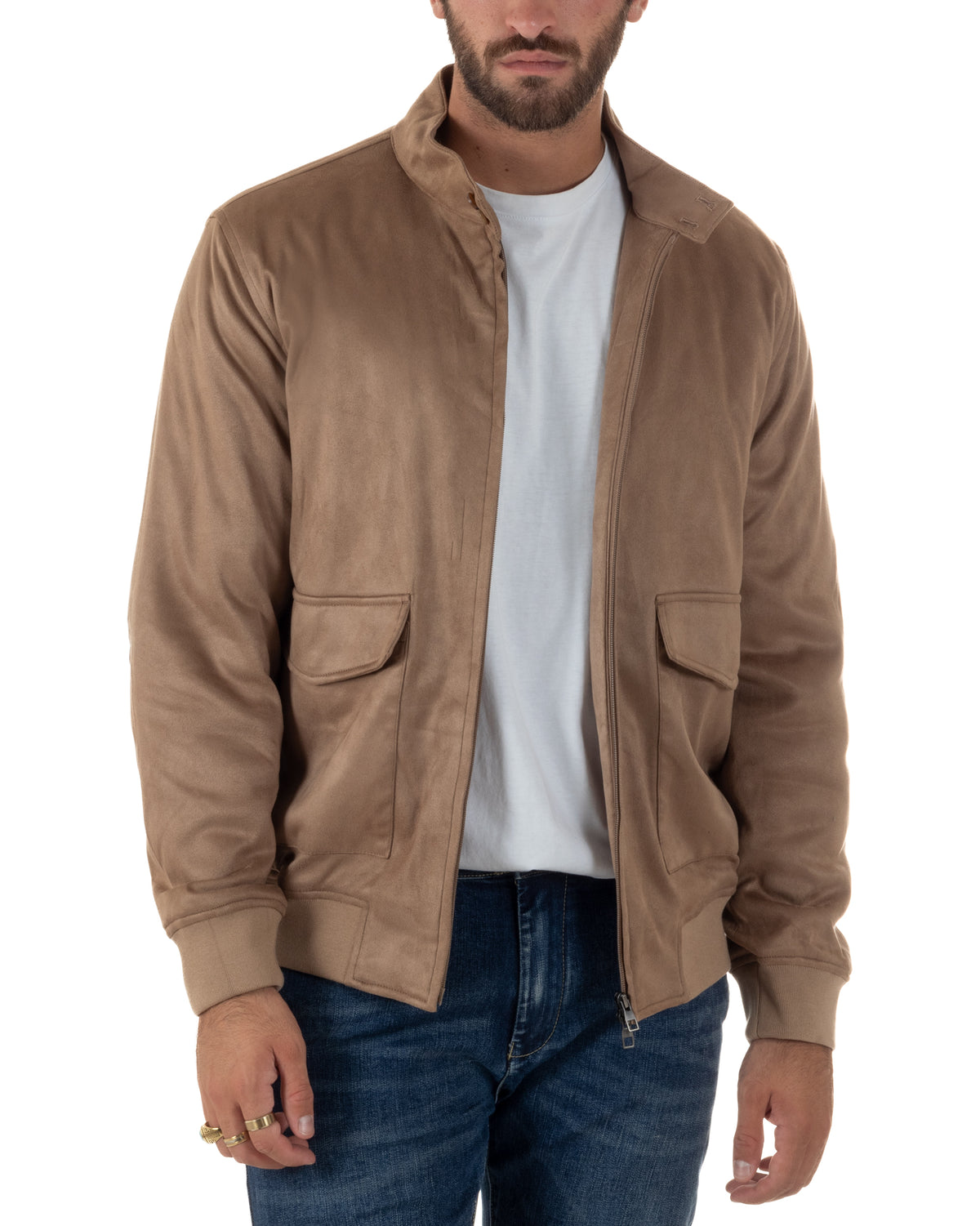 Giubbotto beige GIOSAL indossato vestibilità regular