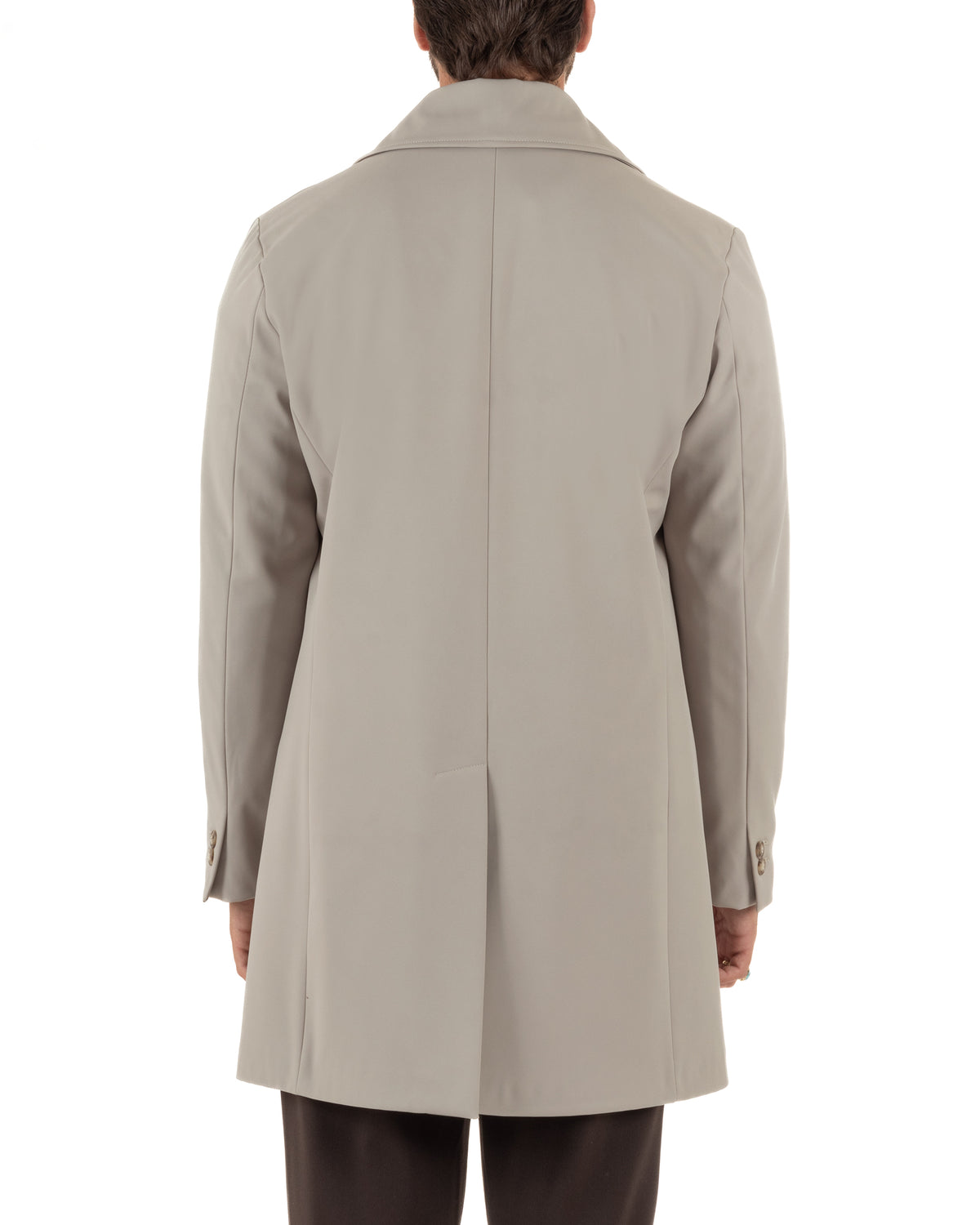 Trench cappotto uomo doppiopetto tessuto tecnico impermeabile rever a lancia beige BlackSunday-G3440A