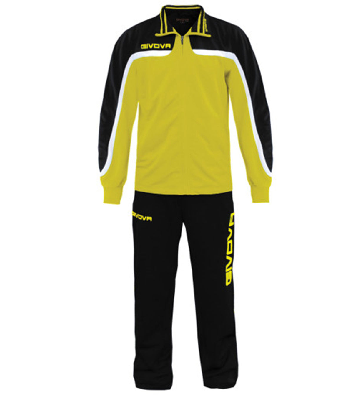 Tuta GIVOVA EUROPA GIALLO NERO Triacetato Set Unisex Sportivo Felpa Con Zip Pantaloni Tracksuit Freetime Da Ginnastica GIOSAL