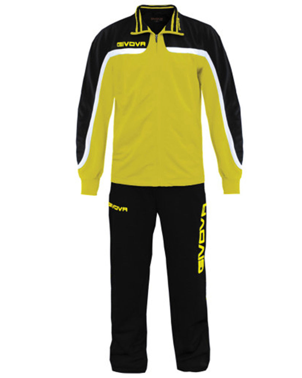 Tuta GIVOVA EUROPA GIALLO NERO Triacetato Set Unisex Sportivo Felpa Con Zip Pantaloni Tracksuit Freetime Da Ginnastica GIOSAL