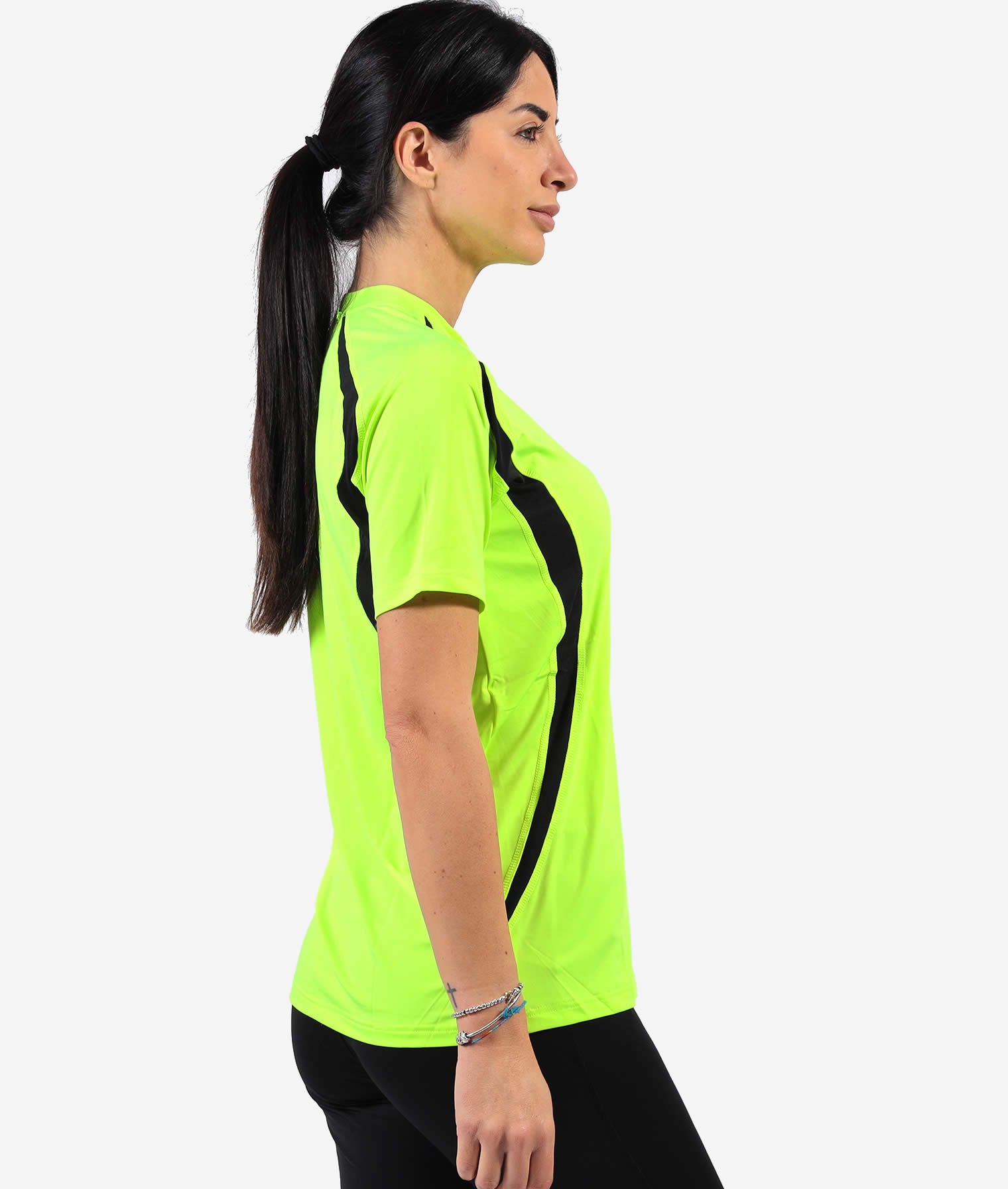 RUNNING T-SHIRT GIVOVA GIALLO FLUO NERO Tessuto Tecnico Unisex T-Shirt Mezze Maniche Sportiva Maglia Girocollo Da Ginnastica Bicolore GIOSAL