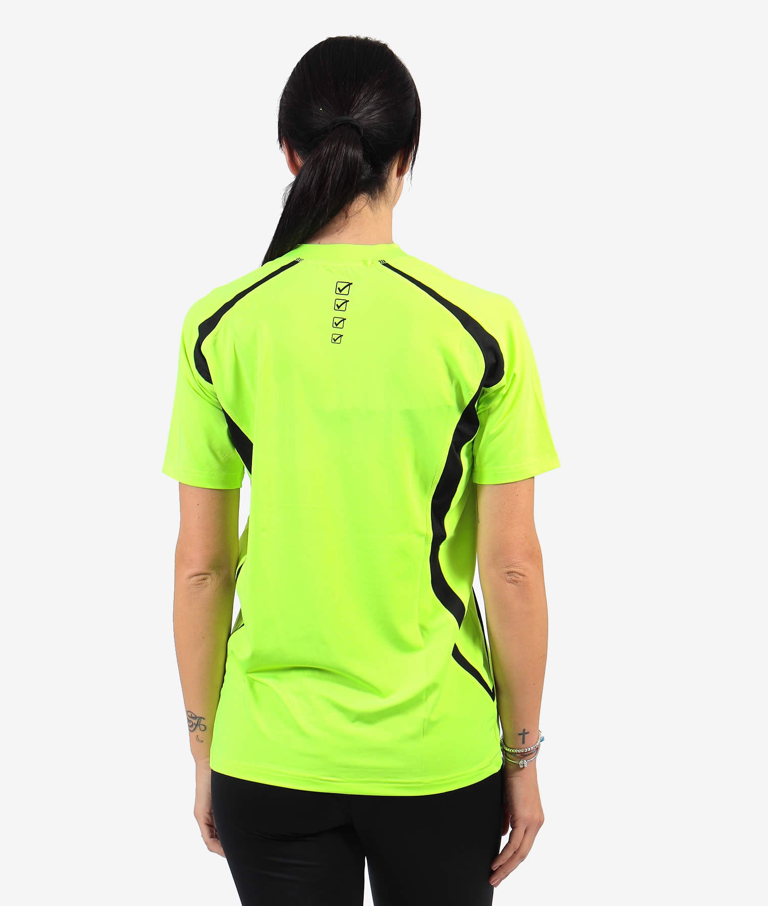 RUNNING T-SHIRT GIVOVA GIALLO FLUO NERO Tessuto Tecnico Unisex T-Shirt Mezze Maniche Sportiva Maglia Girocollo Da Ginnastica Bicolore GIOSAL