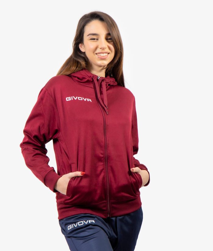 FELPA FULL ZIP 500 GIVOVA GRANATA Micropile Unisex Felpa Con Cappuccio Con Zip Da Ginnastica Sportiva GIOSAL