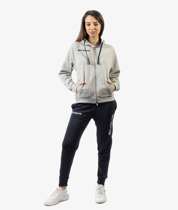 Tuta GIVOVA KING GRIGIO BLU Felpa Set Unisex Sportivo Bicolore Felpa Con Zip Con Capuccio Pantaloni Da Ginnastica Tracksuit GIOSAL