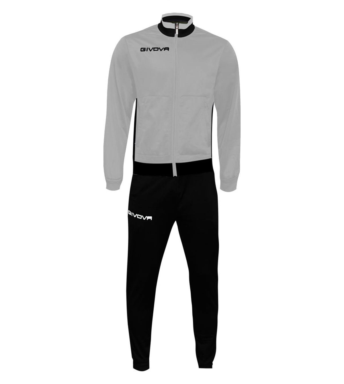 Tuta GIVOVA MILITARE GRIGIO CHIARO GRIGIO SCURO Triacetato Set Unisex Da Ginnastica Felpa Con Zip Con Tasche Pantaloni Sportivi Tracksuit GIOSAL