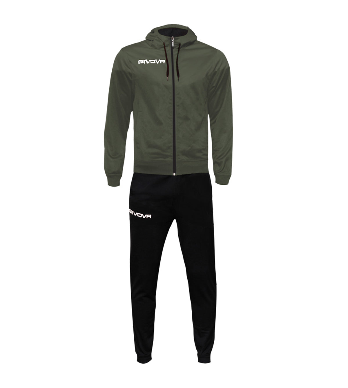 Tuta GIVOVA MILANO GRIGIO SCURO NERO Triacetato Set Unisex Sportivo Felpa Con Zip Pantaloni Tracksuit Da Ginnastica Freetime Casual Sport GIOSAL