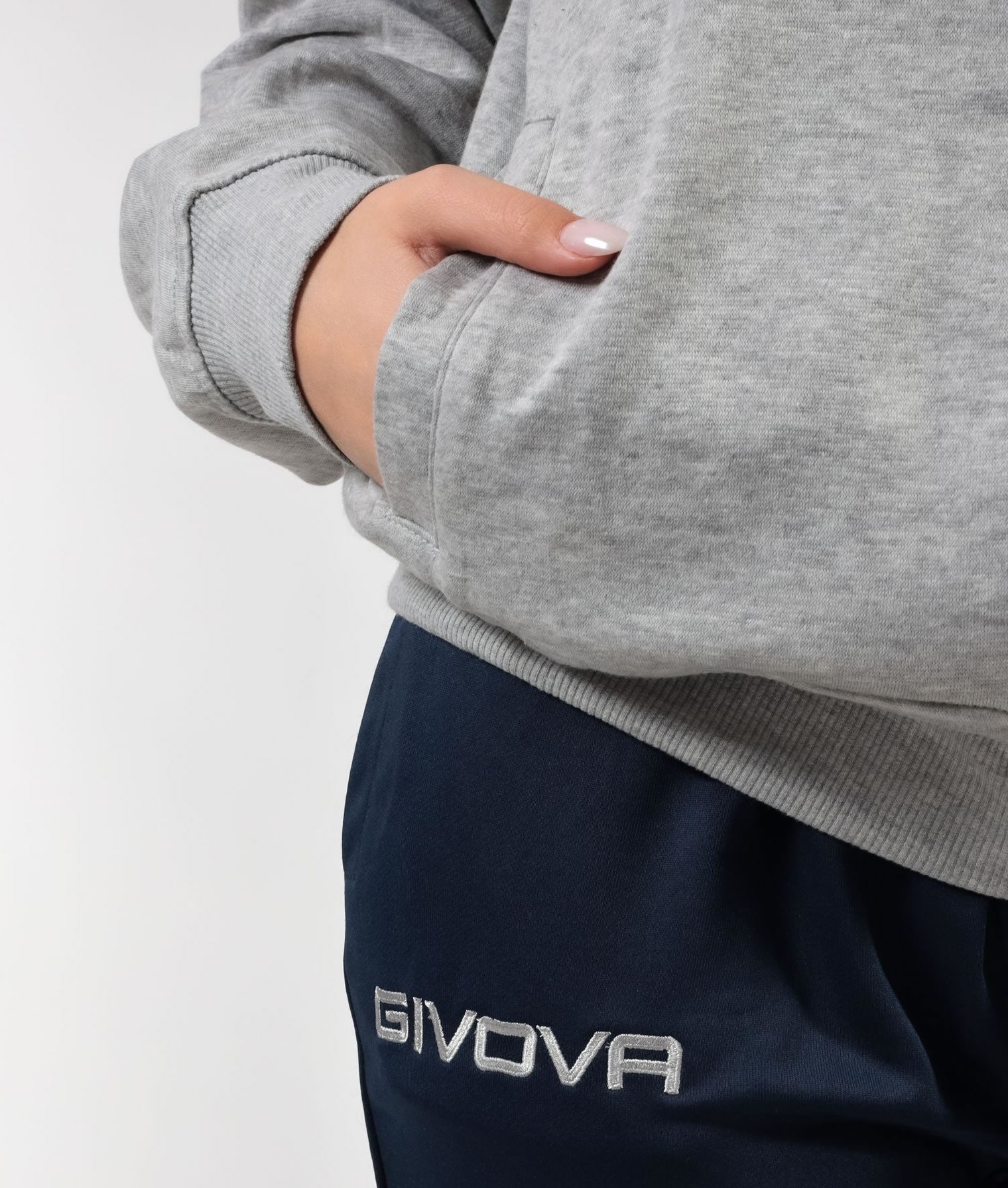 Tuta GIVOVA KING 4 SEASON GRIGIO MELANGE CHIARO BLU Set Unisex Sportivo Felpa Con Zip Con Capuccio Pantaloni Da Ginnastica Tracksuit GIOSAL