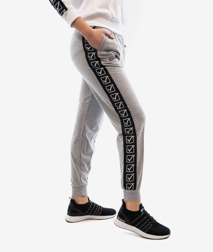 PANTALONE TERRY BAND GIVOVA GRIGIO MELANGE CHIARO Unisex Felpa Jogger Con Coulisse Pantatuta Sportivo Con Tasche Laterali Da Ginnastica GIOSAL