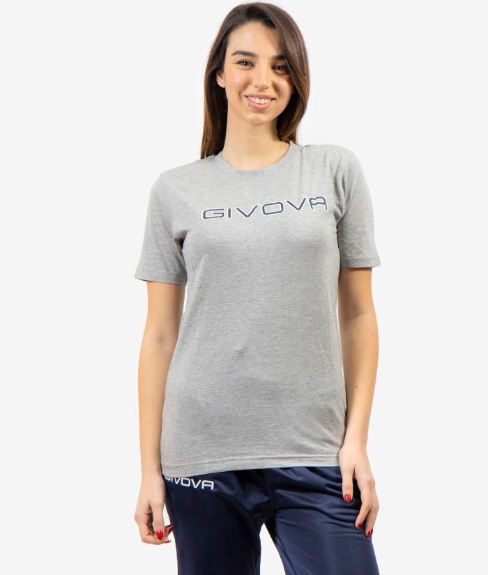 T-SHIRT SPOT GIVOVA GRIGIO MELANGE CHIARO Cotone Unisex Maglia Mezze Maniche Sportiva Da Ginnastica GIOSAL