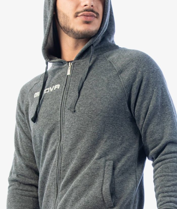 Tuta GIVOVA KING GRIGIO SCURO NERO Felpa Set Unisex Sportivo Bicolore Felpa Con Zip Con Capuccio Pantaloni Da Ginnastica Tracksuit GIOSAL