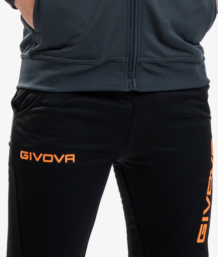 Tuta GIVOVA ONE FULL ZIP GRIGIO SCURO ARANCIO FLUO Set Unisex Bicolore Sportivo Da Ginnastica Felpa Con Zip Pantaloni Tracksuit GIOSAL