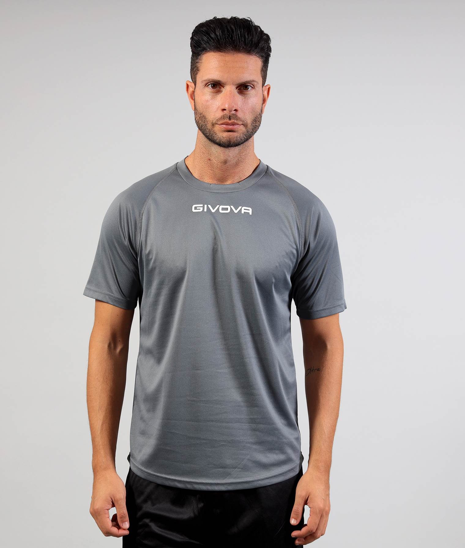 T-shirt GIVOVA ONE MICROFORATA GRIGIO SCURO Mesh Unisex Maglia Sportiva Comoda Tinta Unita GIOSAL