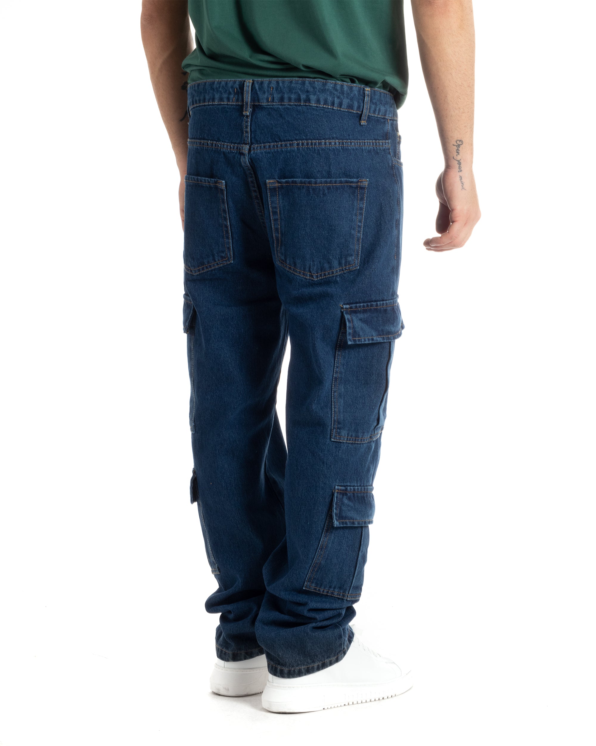 Men's Jeans Cargo Straight Fit Light Denim Casual Pants GIOSAL-P5668A
