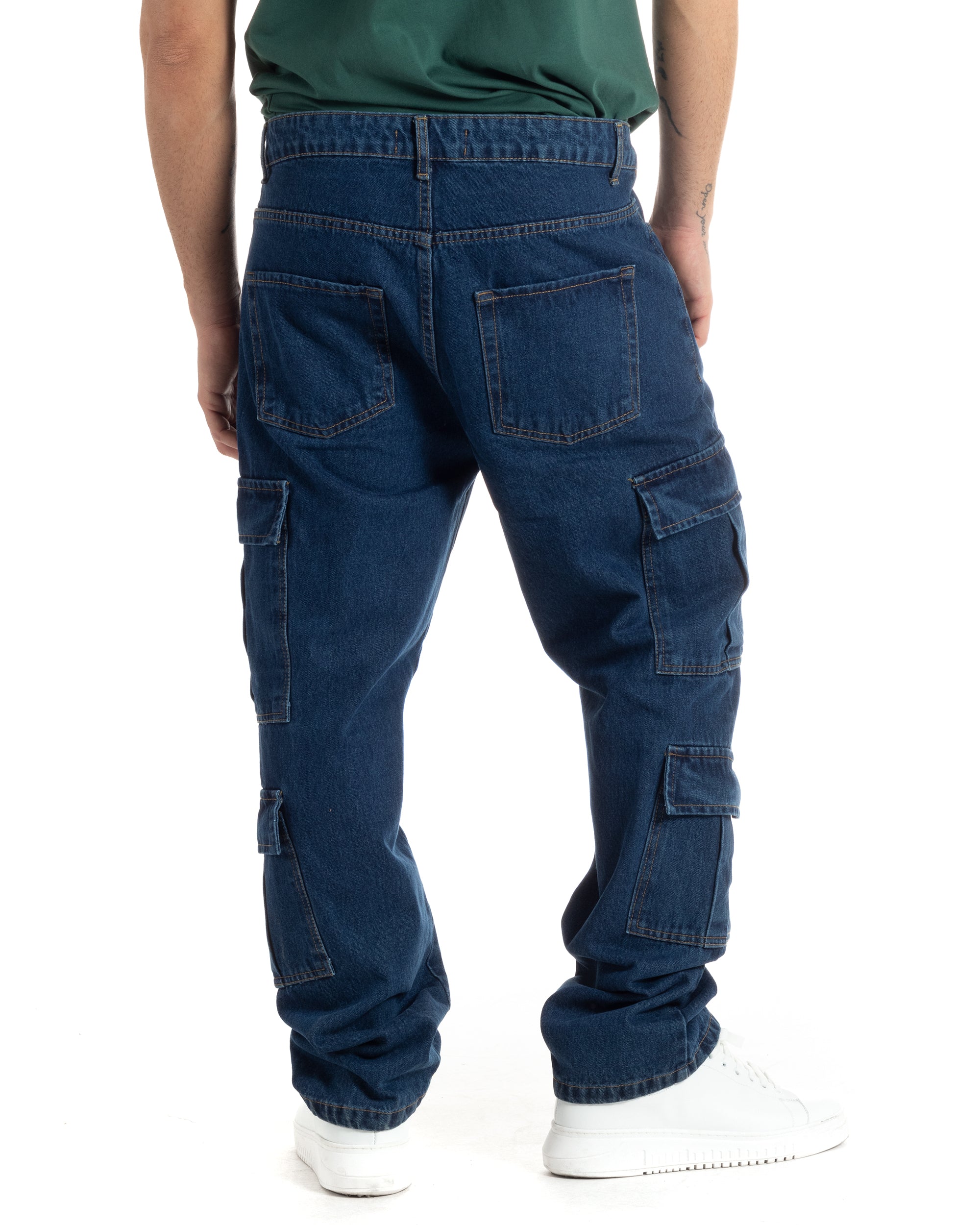 Men's Jeans Cargo Straight Fit Light Denim Casual Pants GIOSAL-P5668A