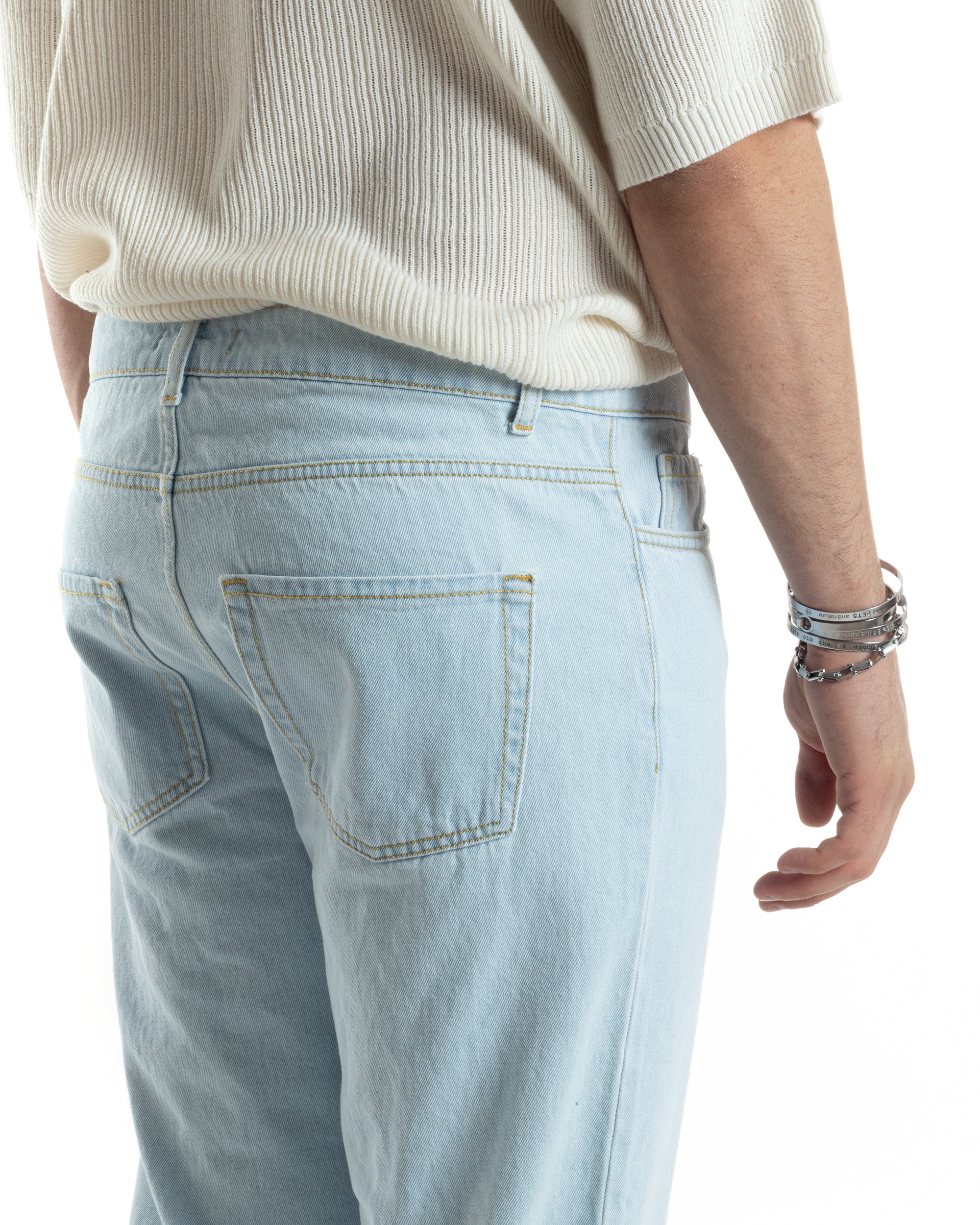 Pantaloni Jeans Uomo Straight Fit Denim Chiaro Basic Cinque Tasche Casual GIOSAL-JS1007A