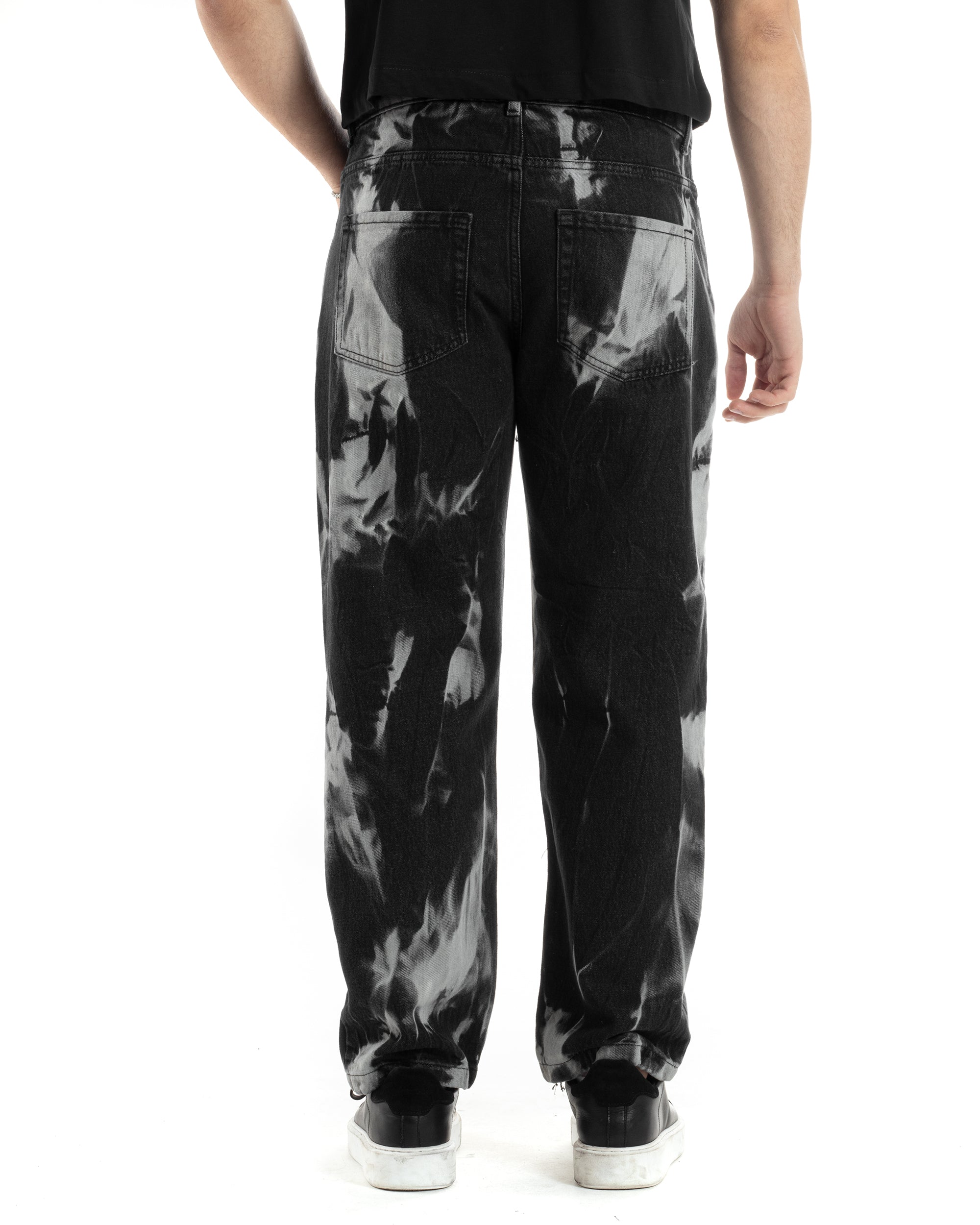 Pantaloni Jeans Uomo Baggy Fit Basic Nero Sfumato Tie-Dye GIOSAL-JS1013A