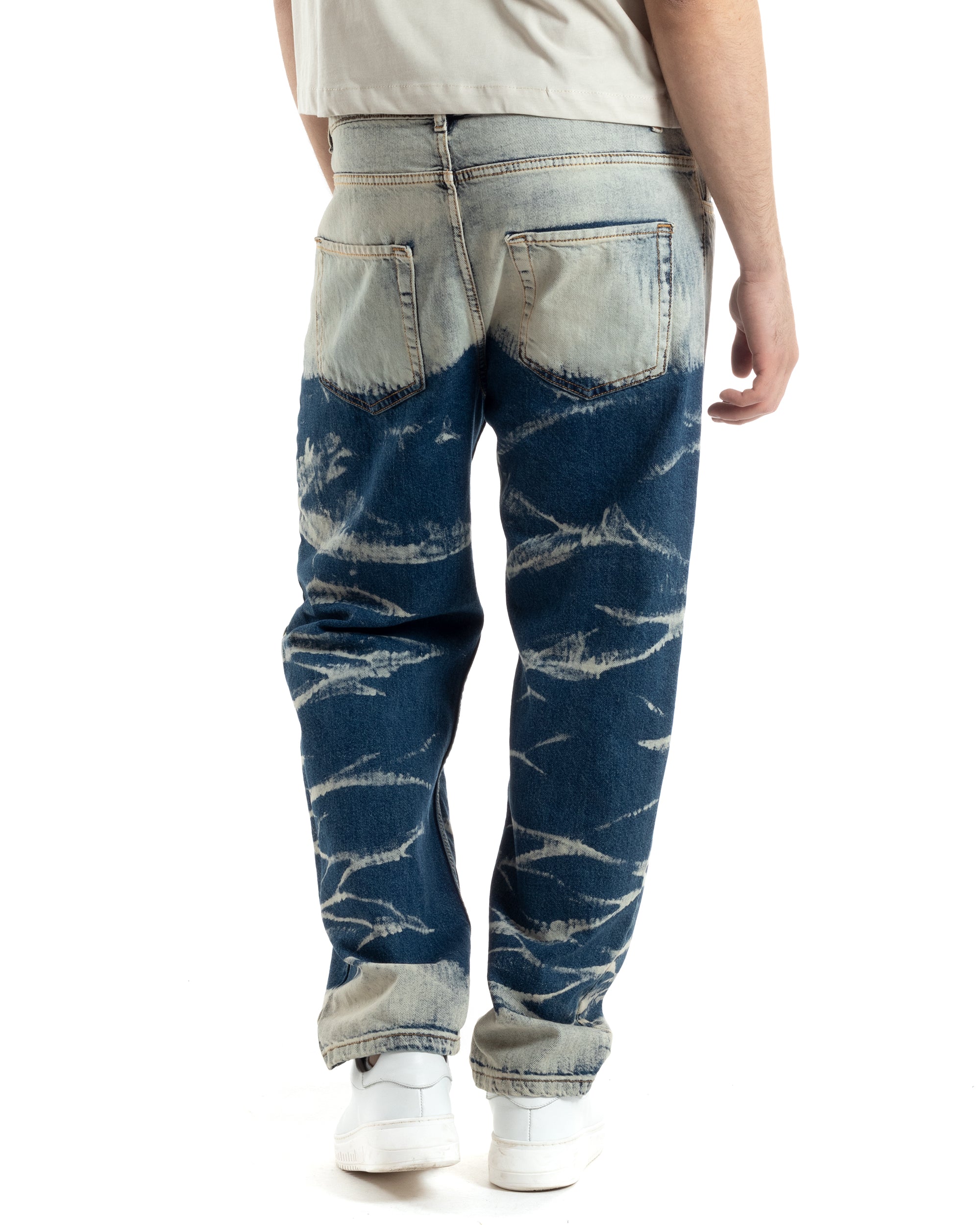 Pantaloni Uomo Jeans Baggy Sabbiato Tie-Dye Denim Fondo Largo Ampio GIOSAL-JS1018A