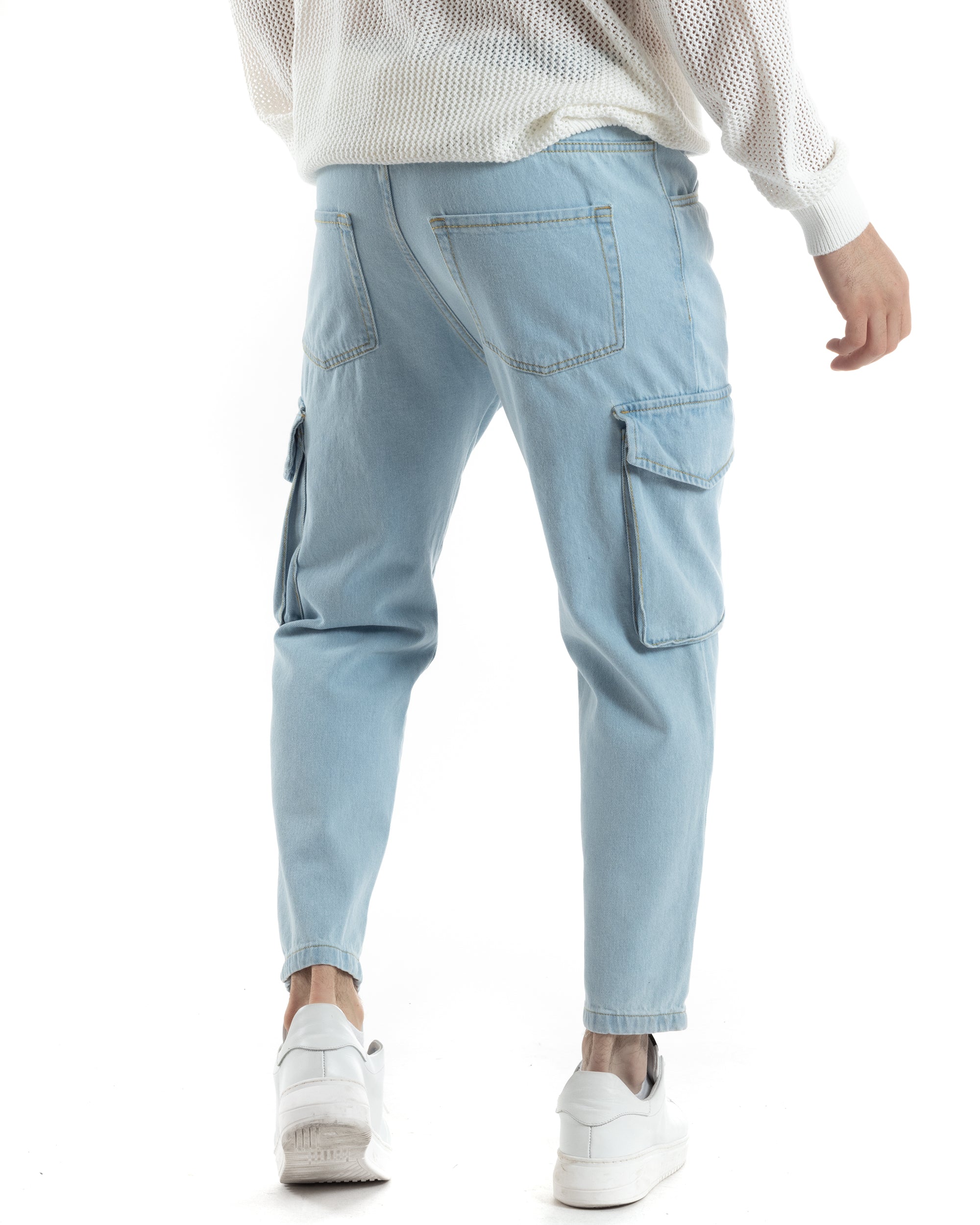 Pantaloni Uomo Cargo Tasconi Jeans Pantalaccio Denim Straight Fit Casual GIOSAL-JS1024A