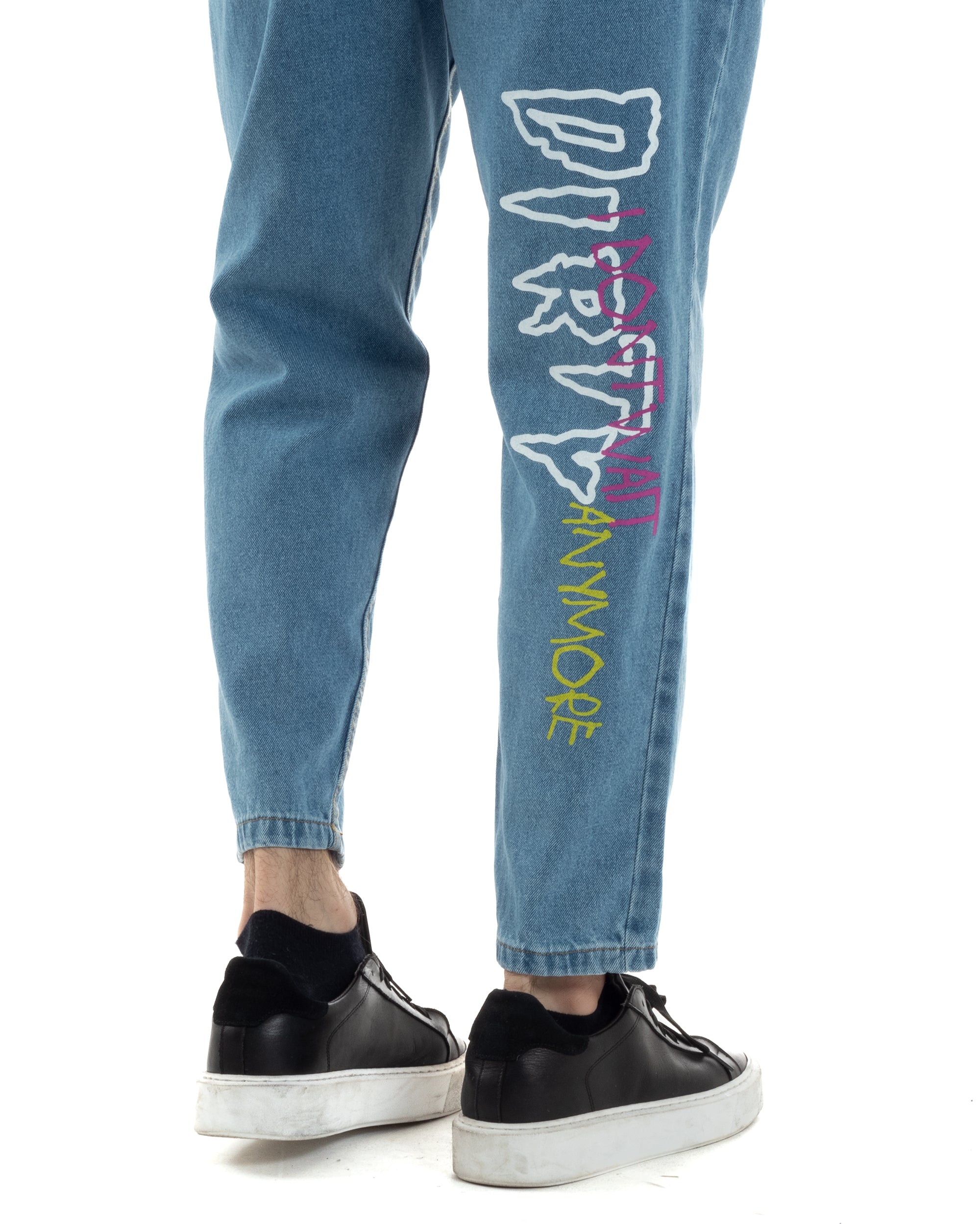 Pantaloni Jeans Uomo Loose Fit Pantalaccio Denim Jogger Con Stampa Casual GIOSAL-JS1030A