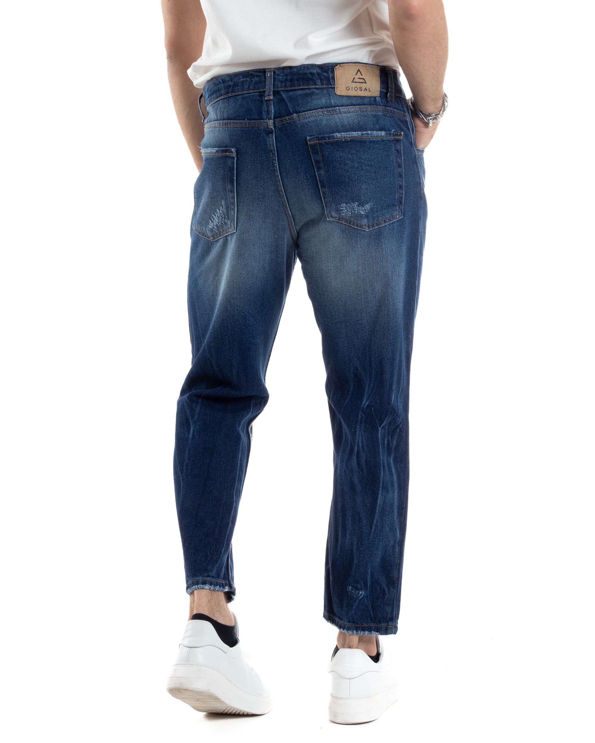 Men's Jeans Trousers Loose Fit Denim With Rips Five Casual Pockets GIOSAL-P5552A