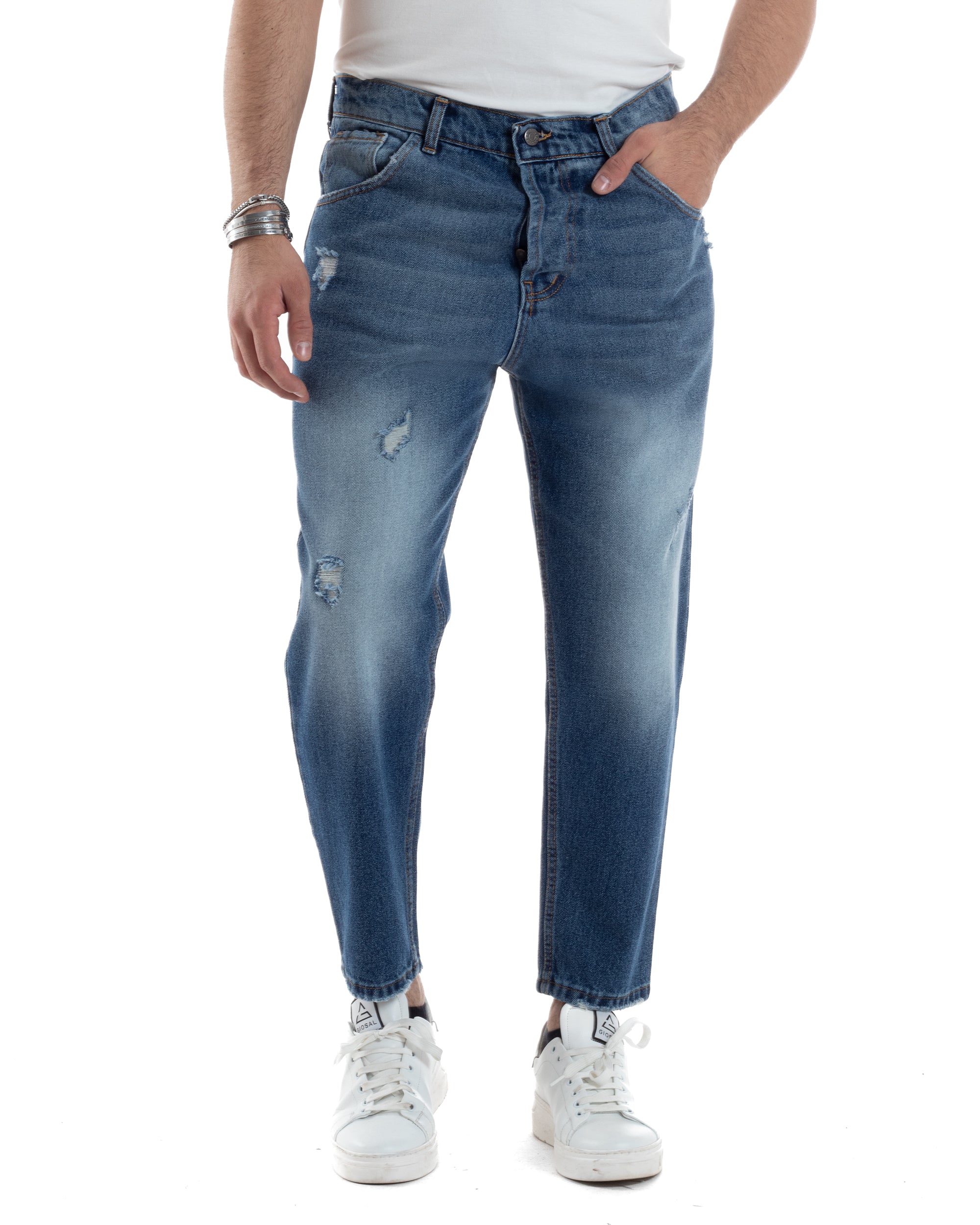 Men's Jeans Trousers Loose Fit Denim With Rips Five Pockets GIOSAL-P5587A