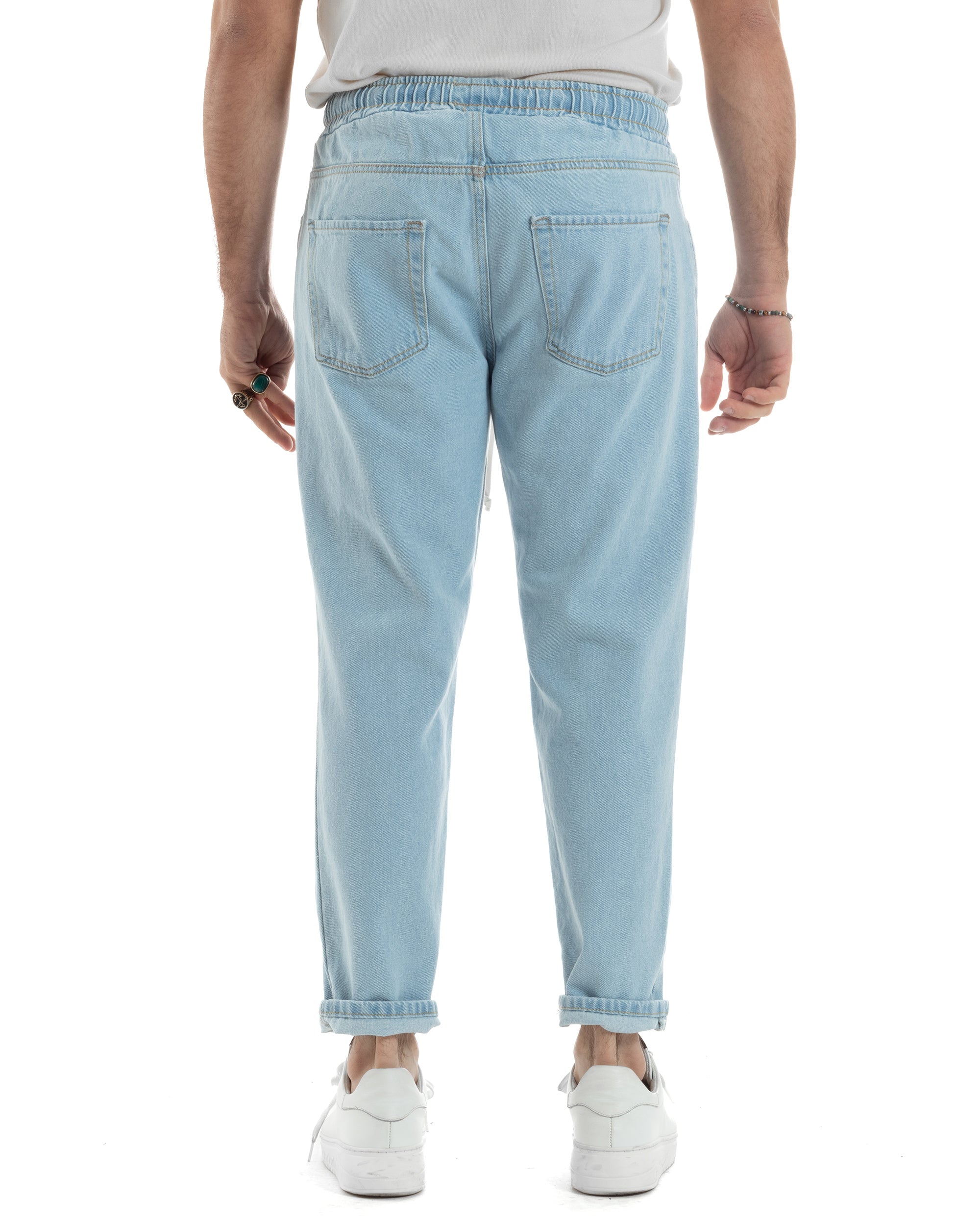 Jeans uomo jogger basic pantalaccio loose fit denim medio GIOSAL-JS1111A