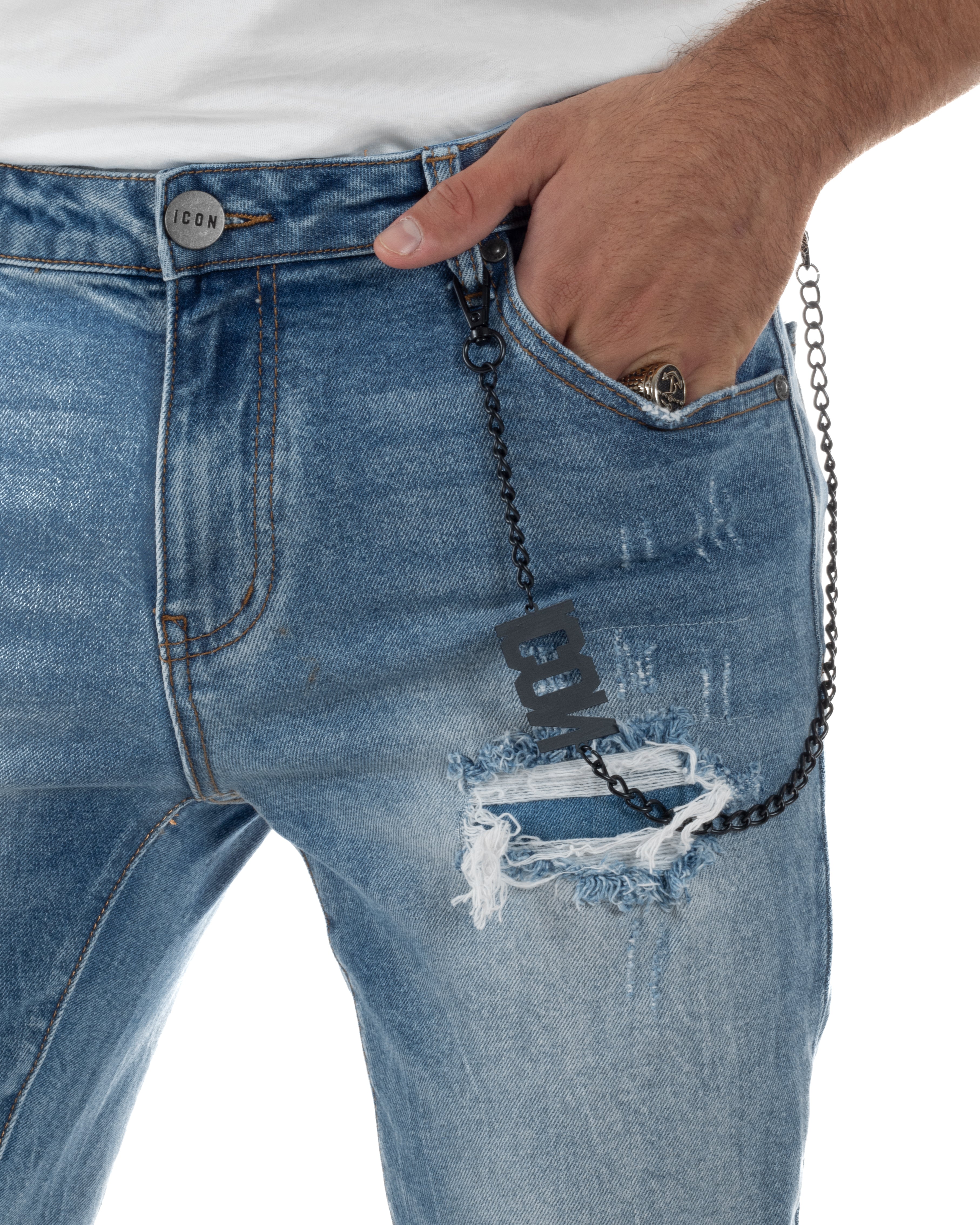 Jeans Uomo Slim Fit Denim Chiaro Sfumato Rotture ICON ICUF2W6D012